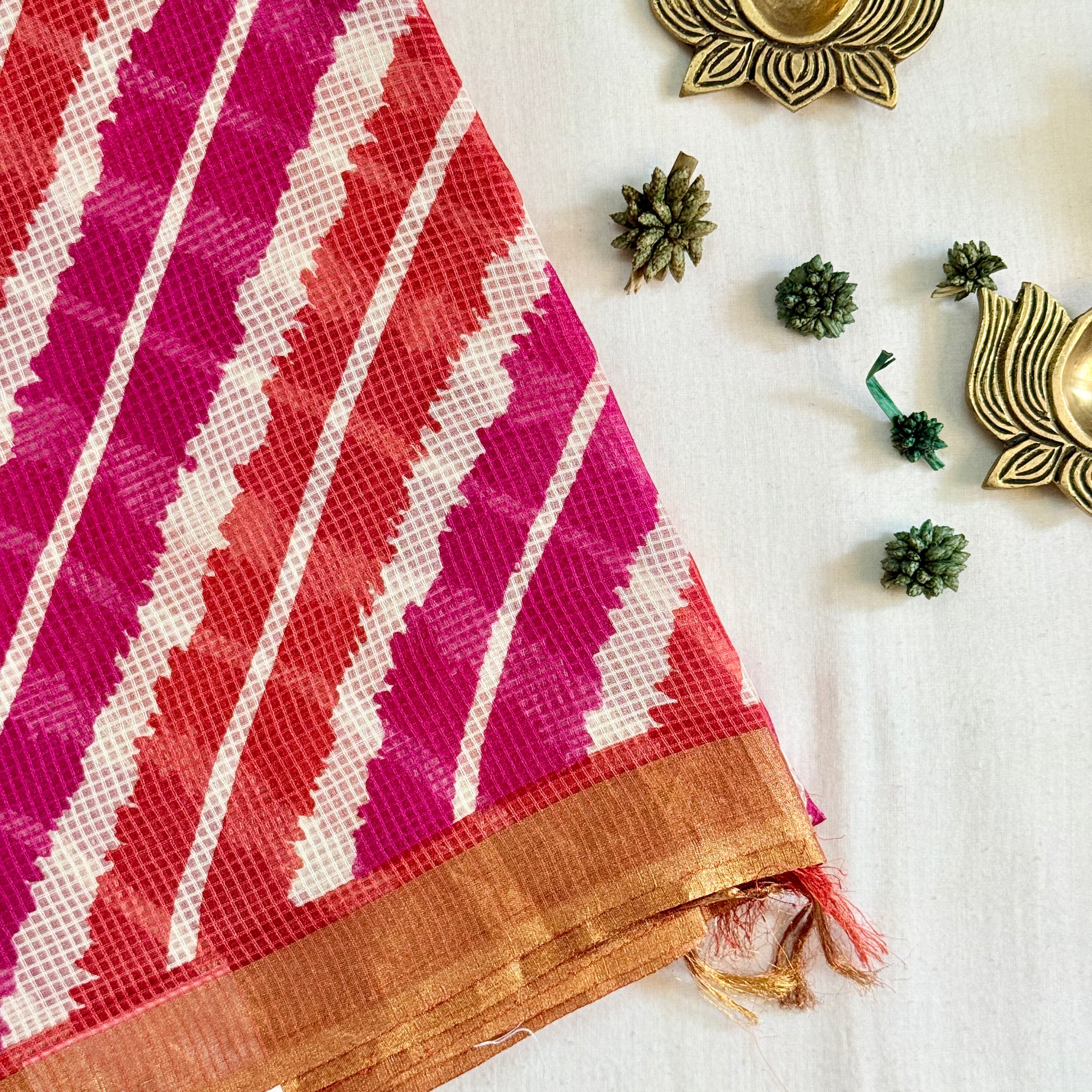 Heer | Pink and Orange Kota Tussar Silk Saree