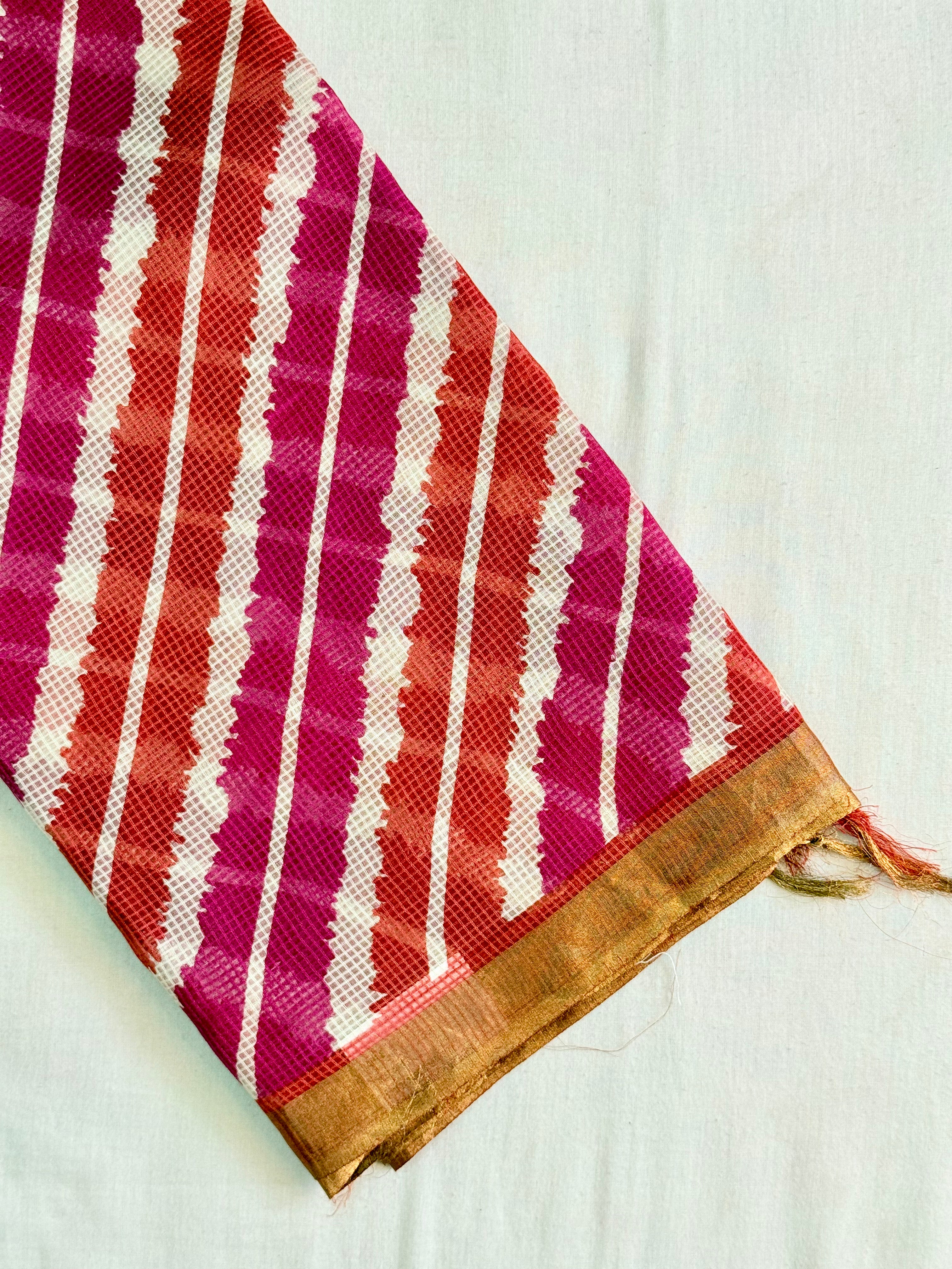 Heer | Pink and Orange Kota Tussar Silk Saree