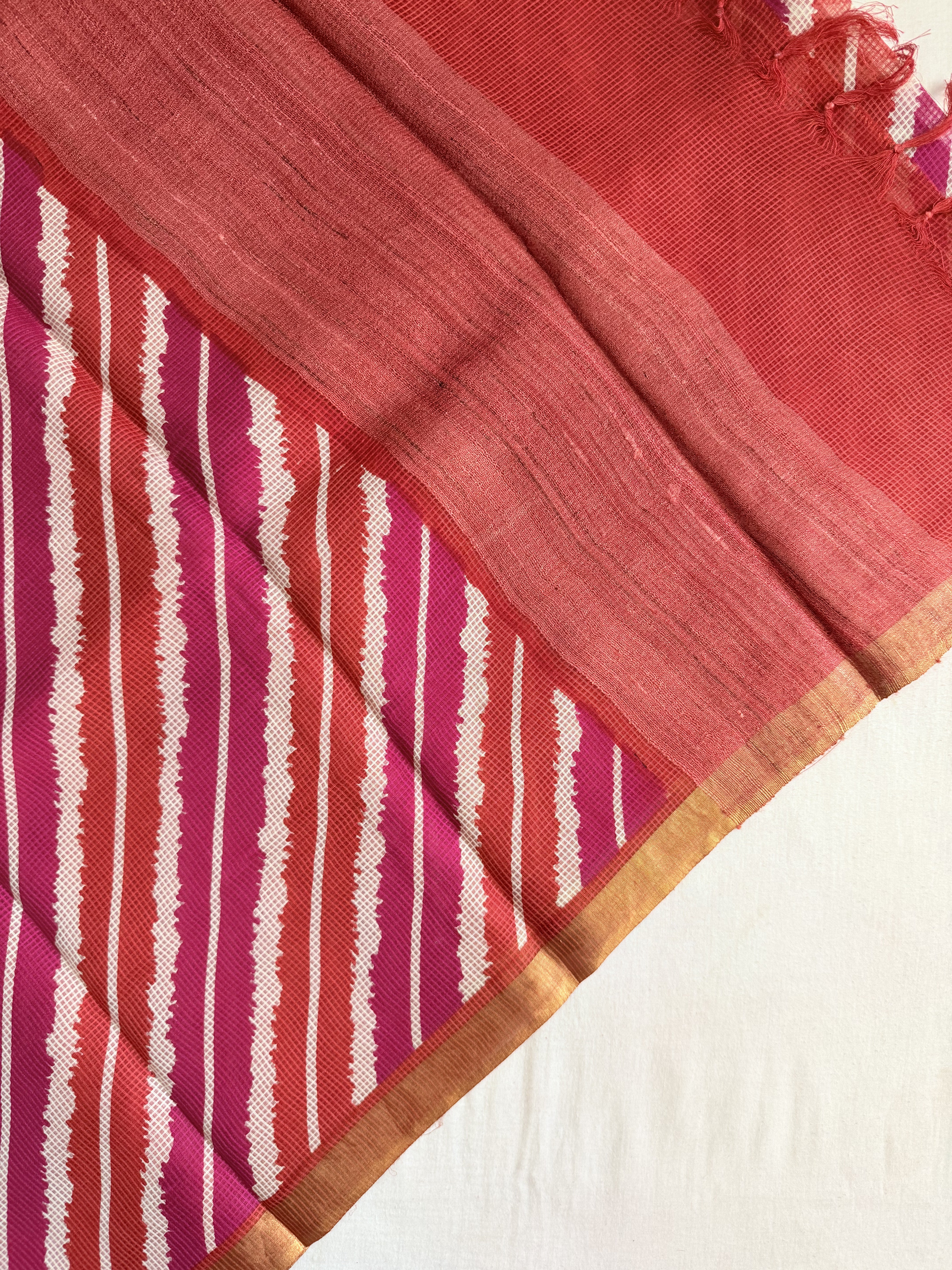 Heer | Pink and Orange Kota Tussar Silk Saree