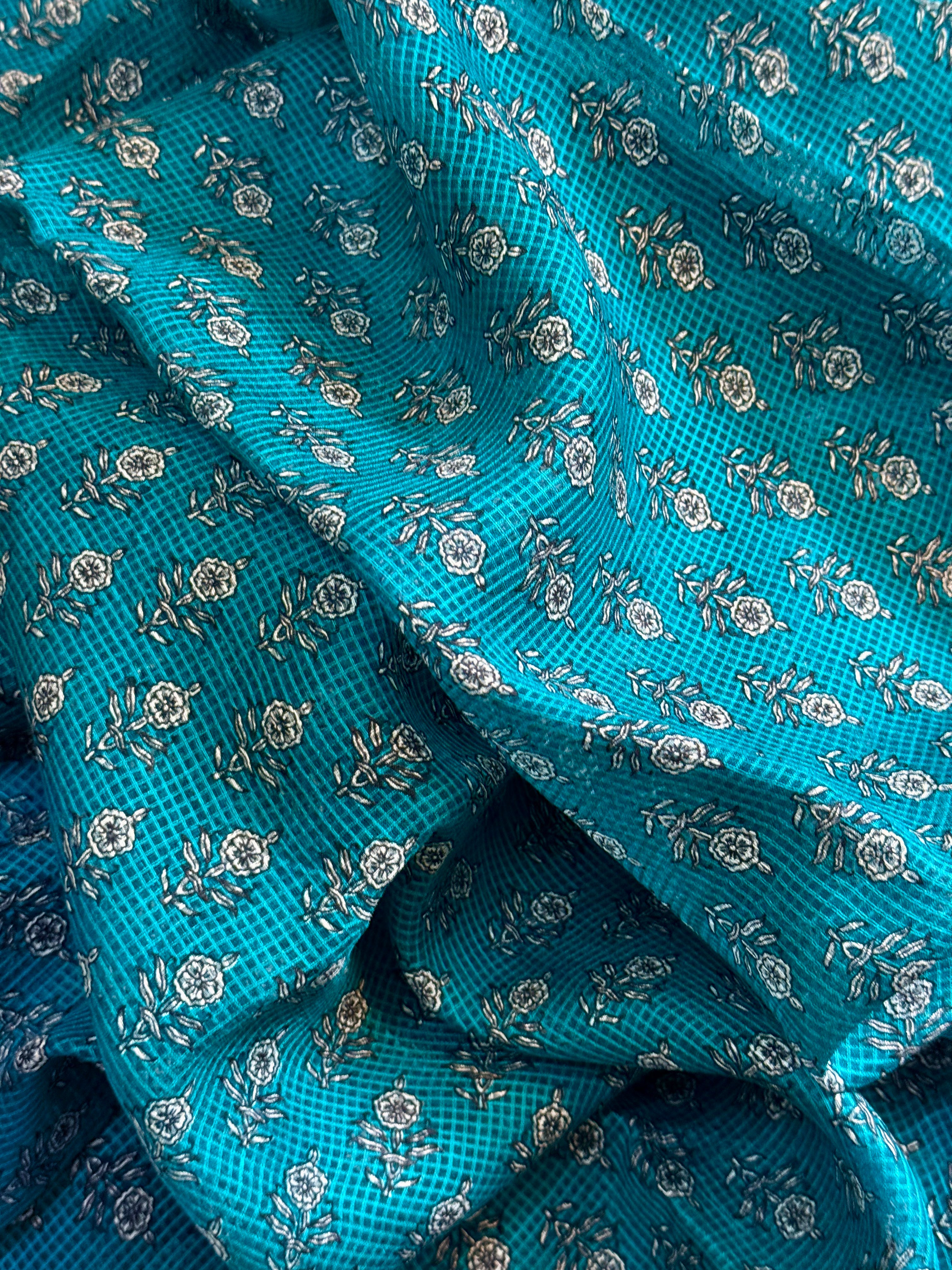 Phool | Green Floral Printed Kota Tussar Silk Saree