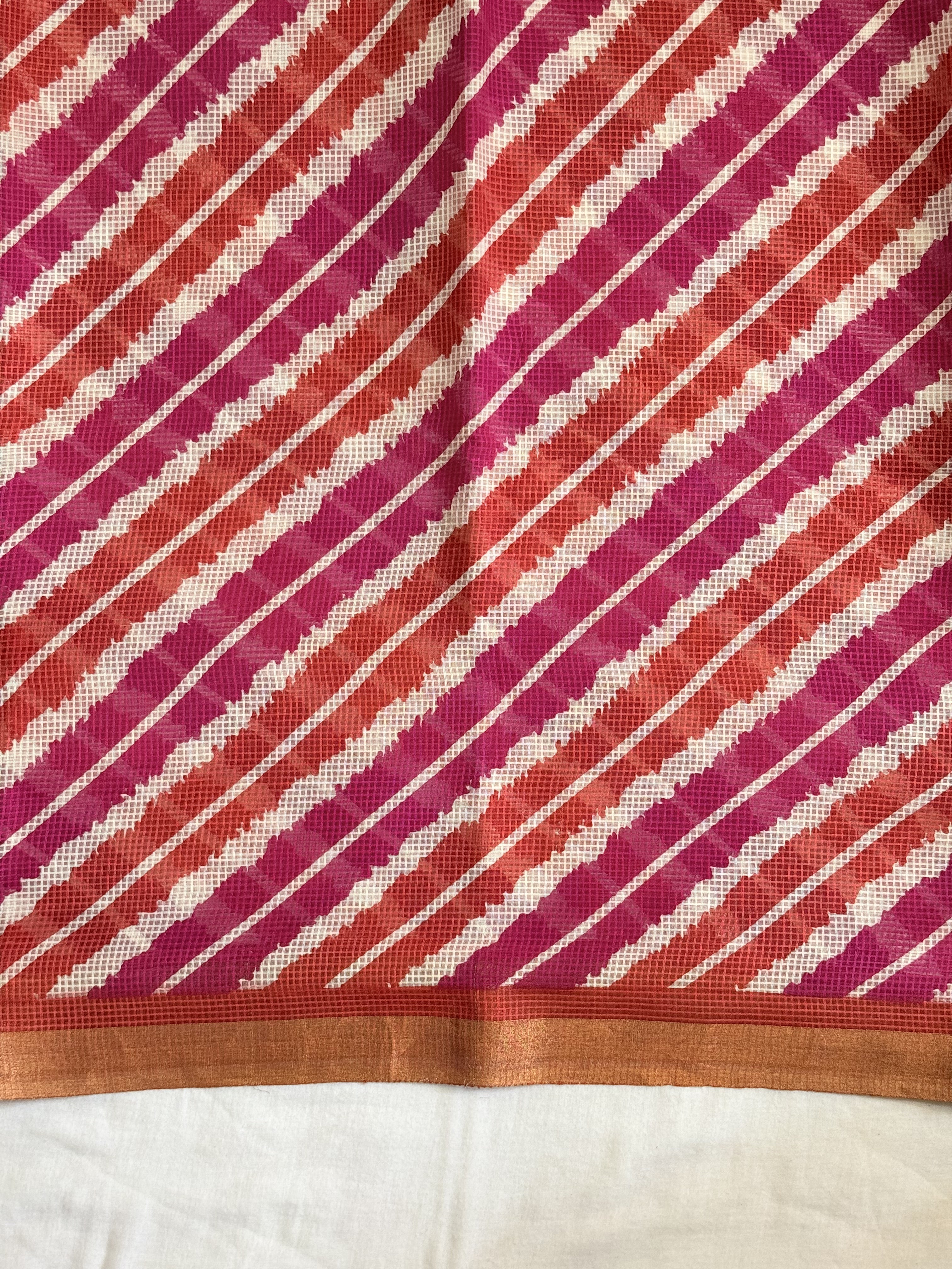 Heer | Pink and Orange Kota Tussar Silk Saree