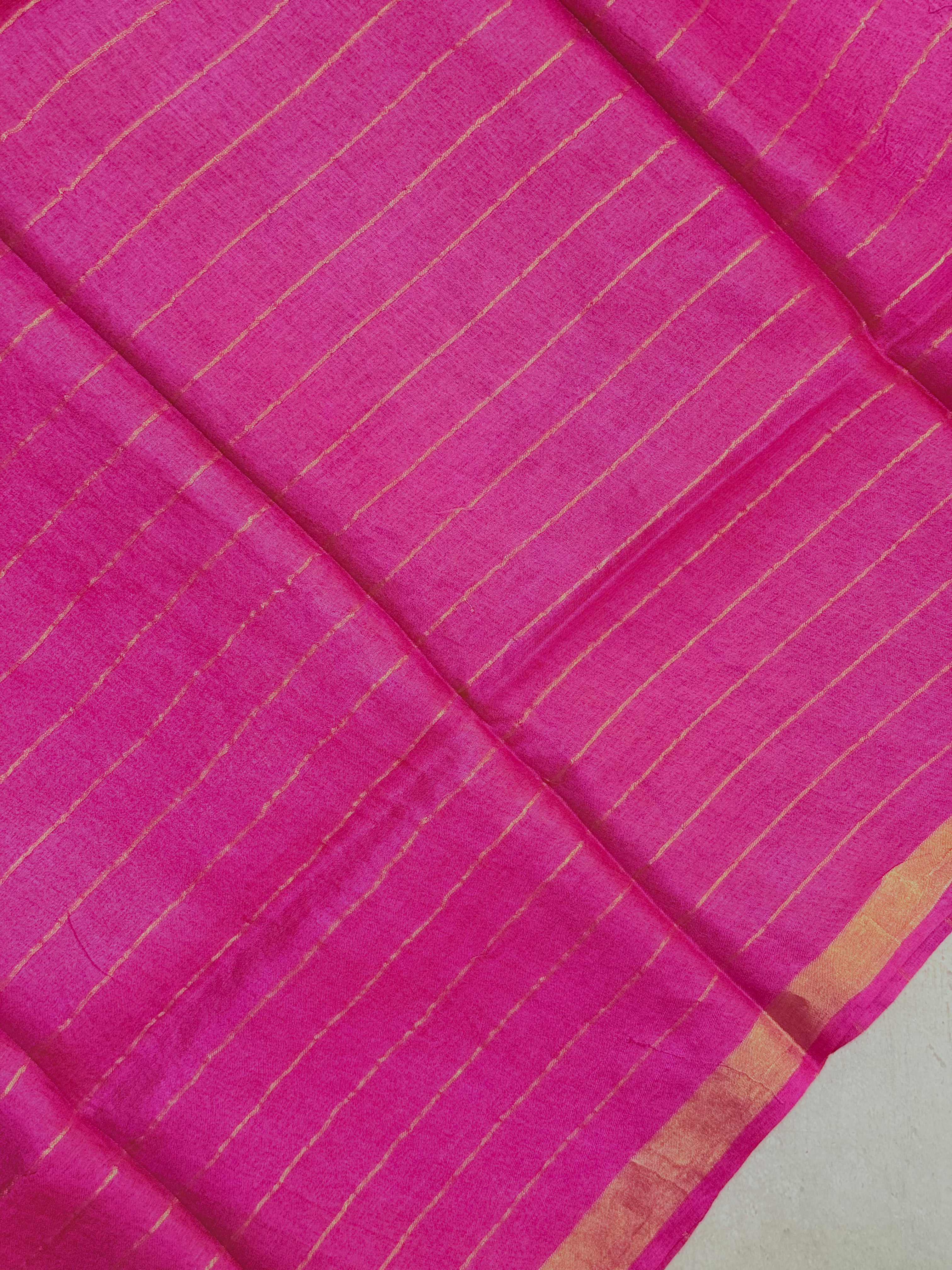 Achala | Pink Zari Checks Tussar Silk Saree