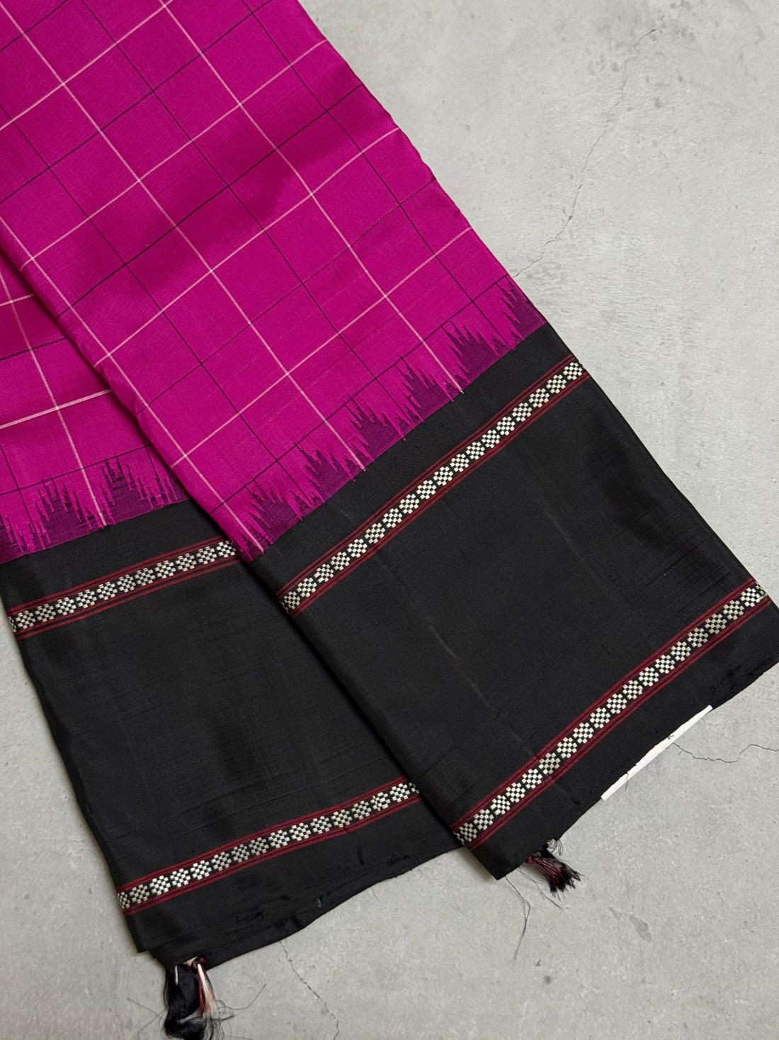 Dheera | Pink and Black Kanjivaram Silk Saree