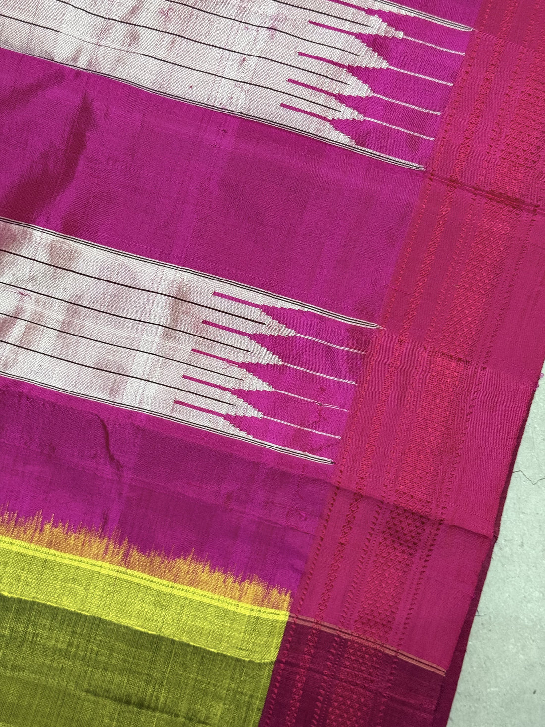 Indraneela | Green and Pink Ilkal Saree