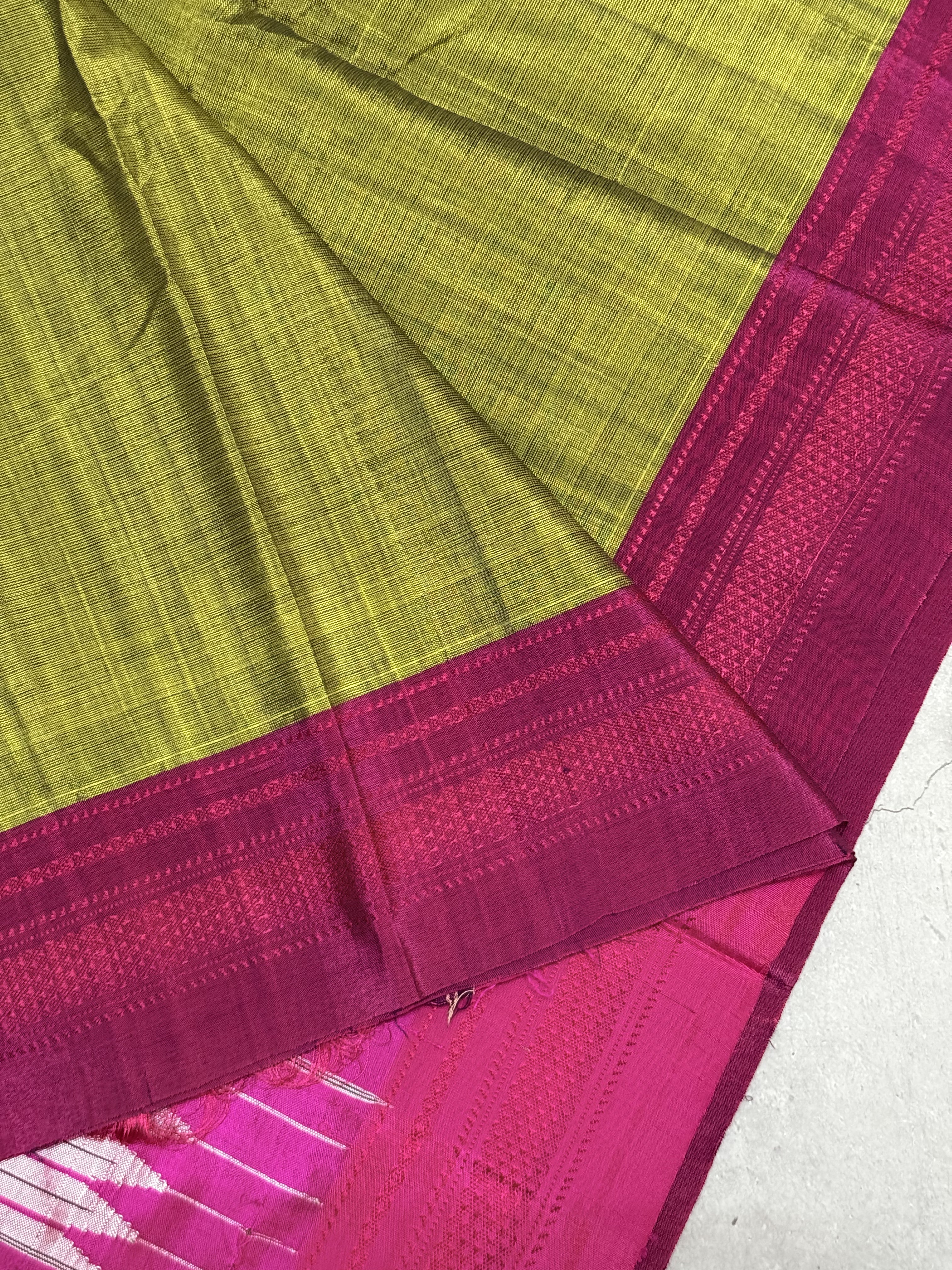 Indraneela | Green and Pink Ilkal Saree