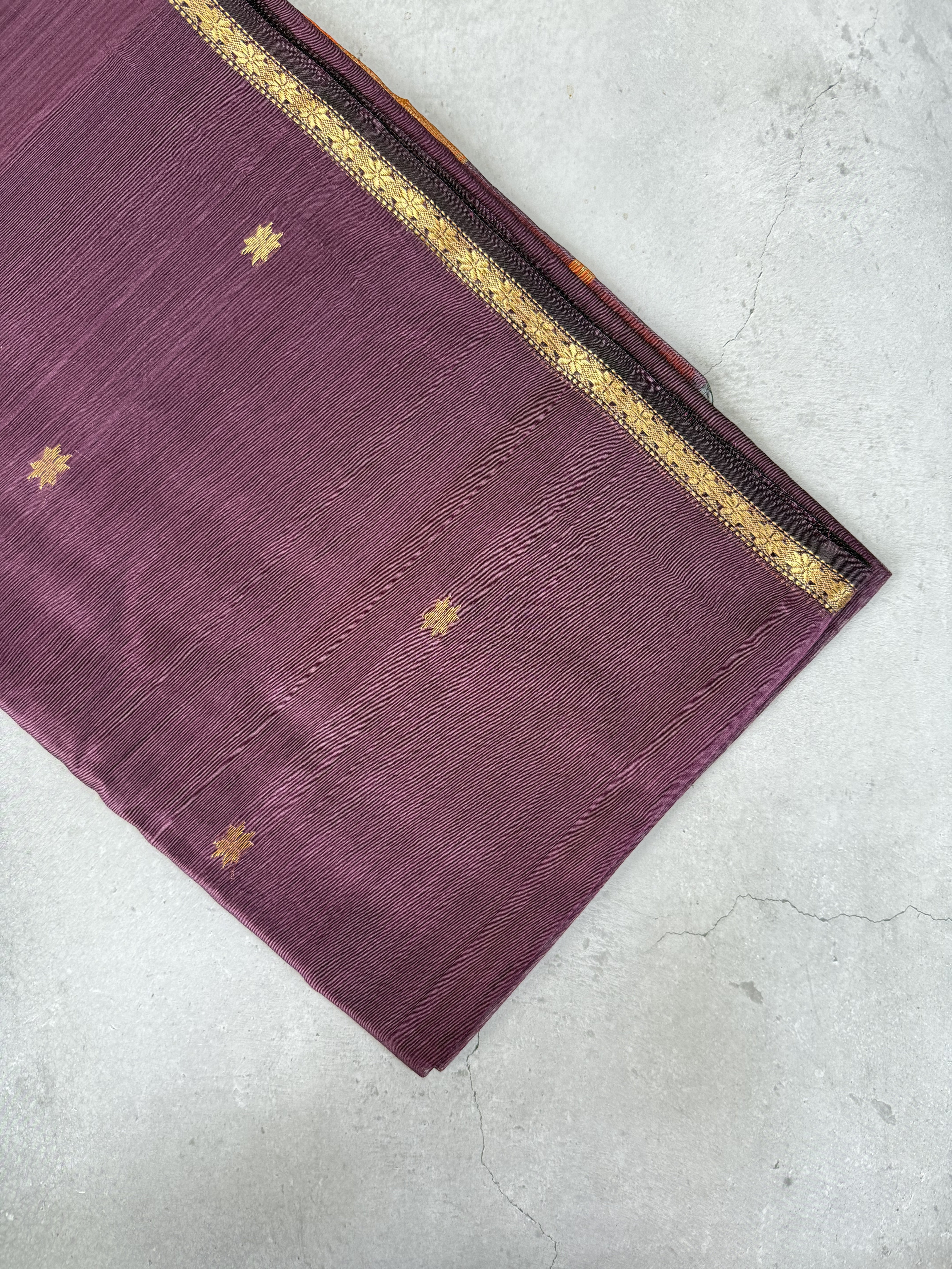 Jalaja| Brown And Mustard Maheshwari Silk Cotton Saree