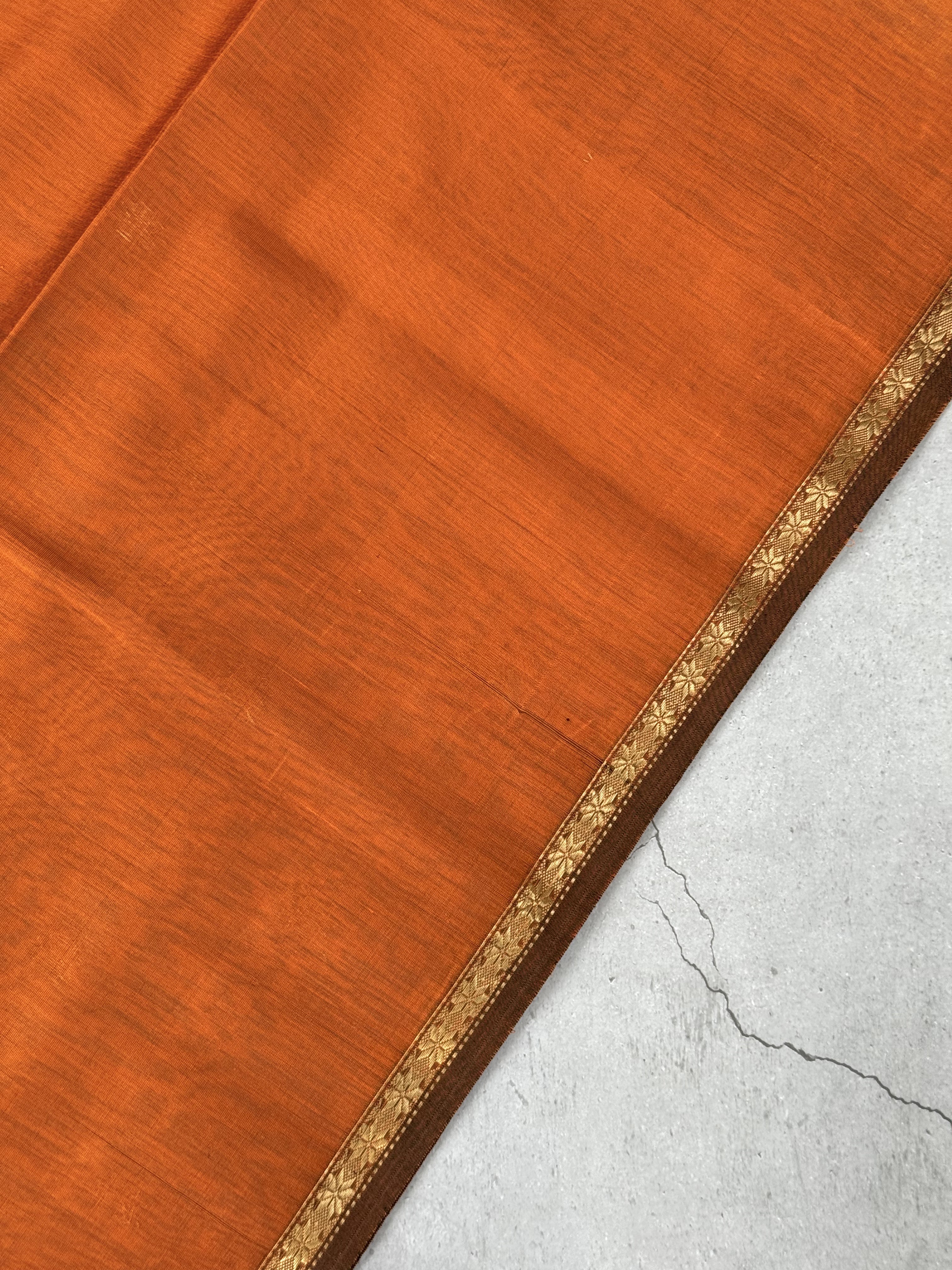 Jalaja| Brown And Mustard Maheshwari Silk Cotton Saree