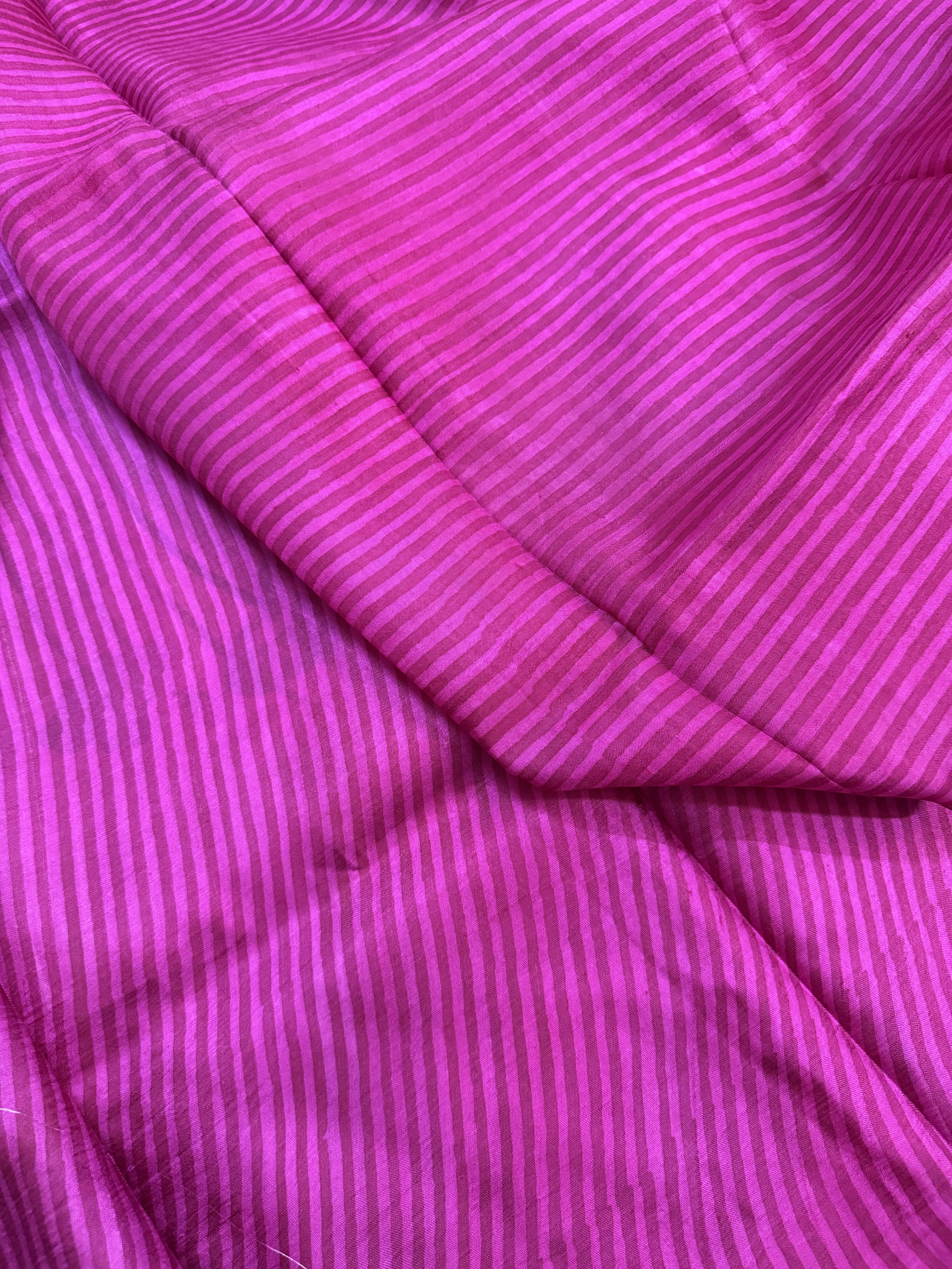 Kamali | Pink and White Floral Hand Painted Silk Saree