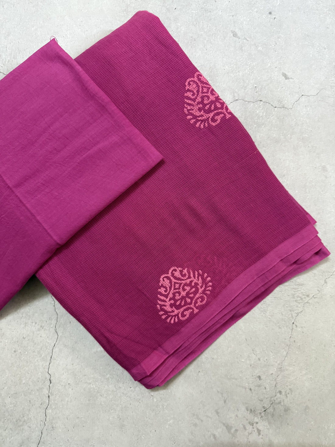 Kanaka | Pink Block Printed Mul Cotton Saree