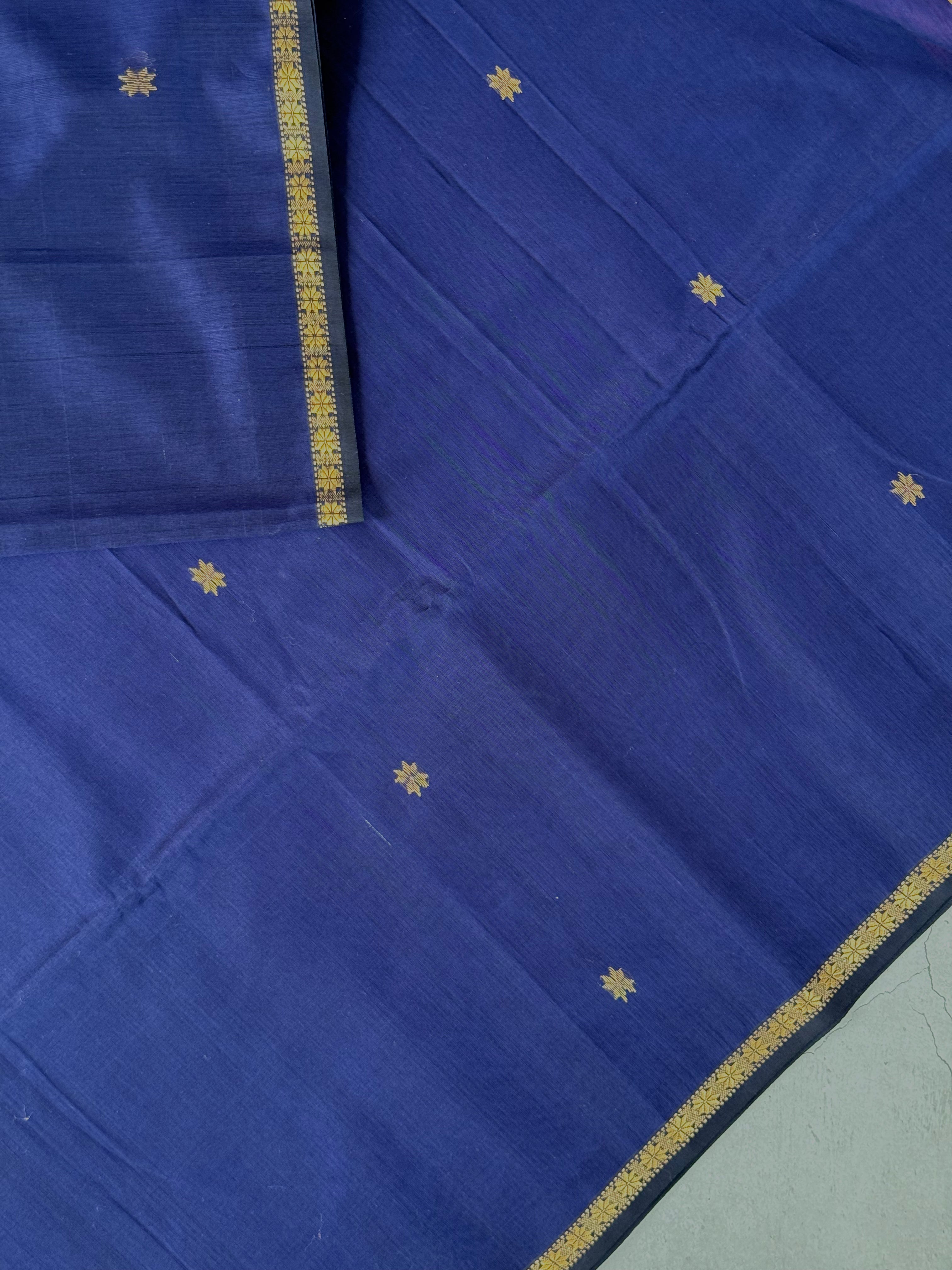 Laasya| Blue and Magenta Maheshwari Silk Cotton Saree