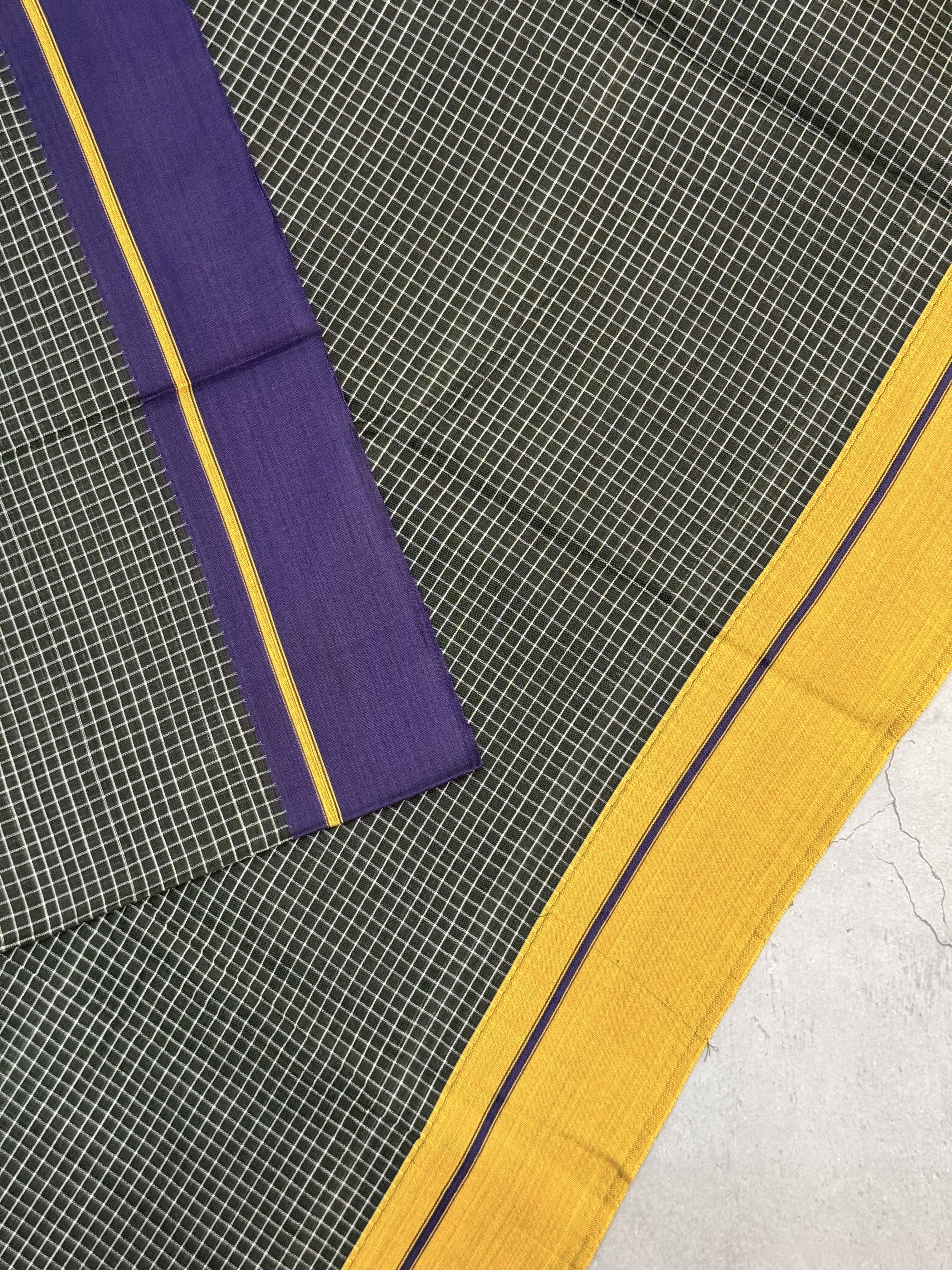 Madhulika | Purple Yellow and Green Cotton Saree