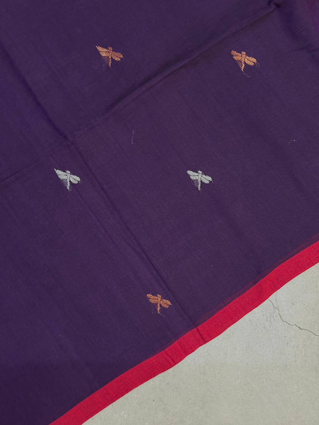 Maitreya | Purple and Pink Jamdani Bengal Cotton Saree