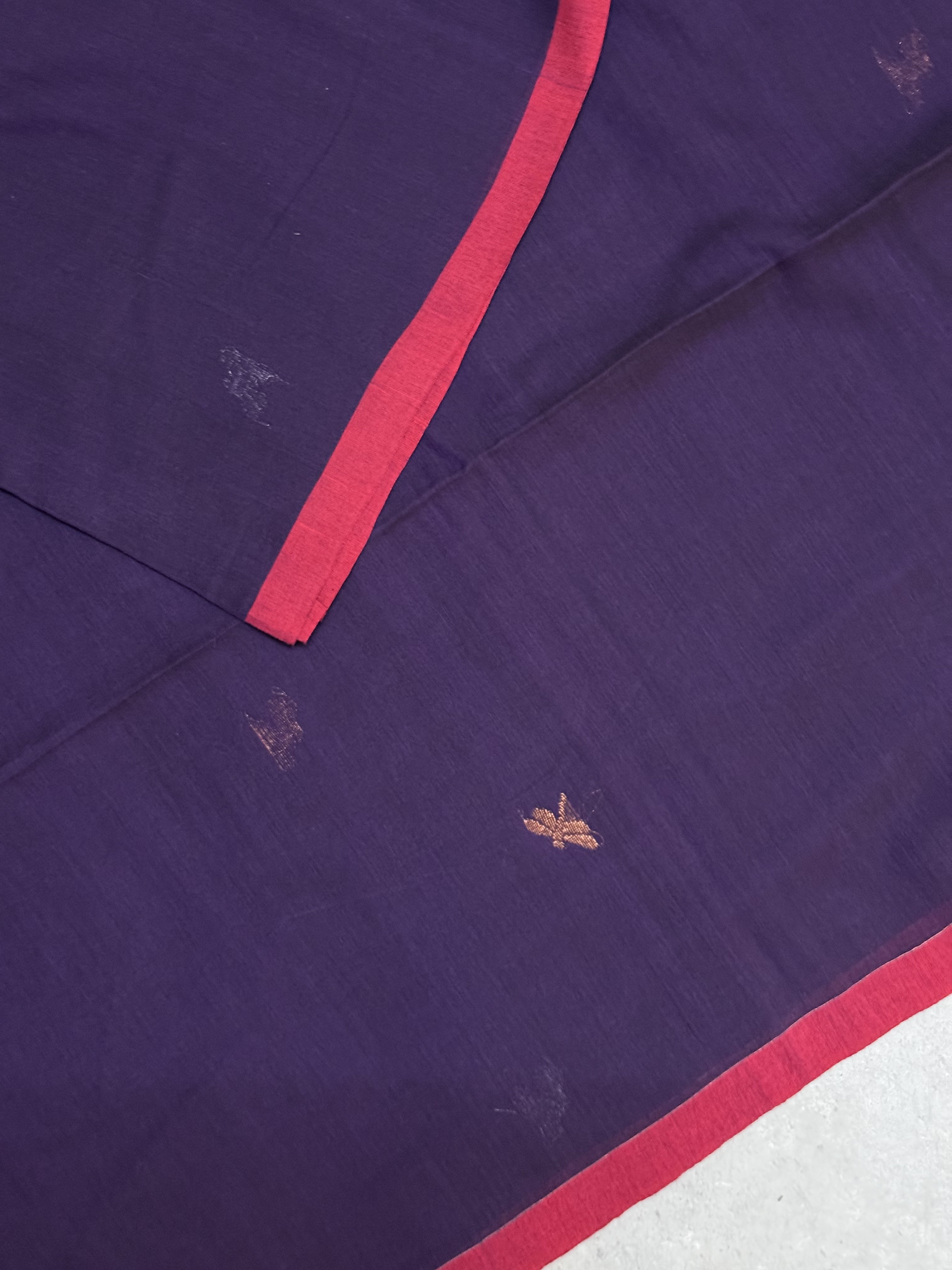 Maitreya | Purple and Pink Jamdani Bengal Cotton Saree