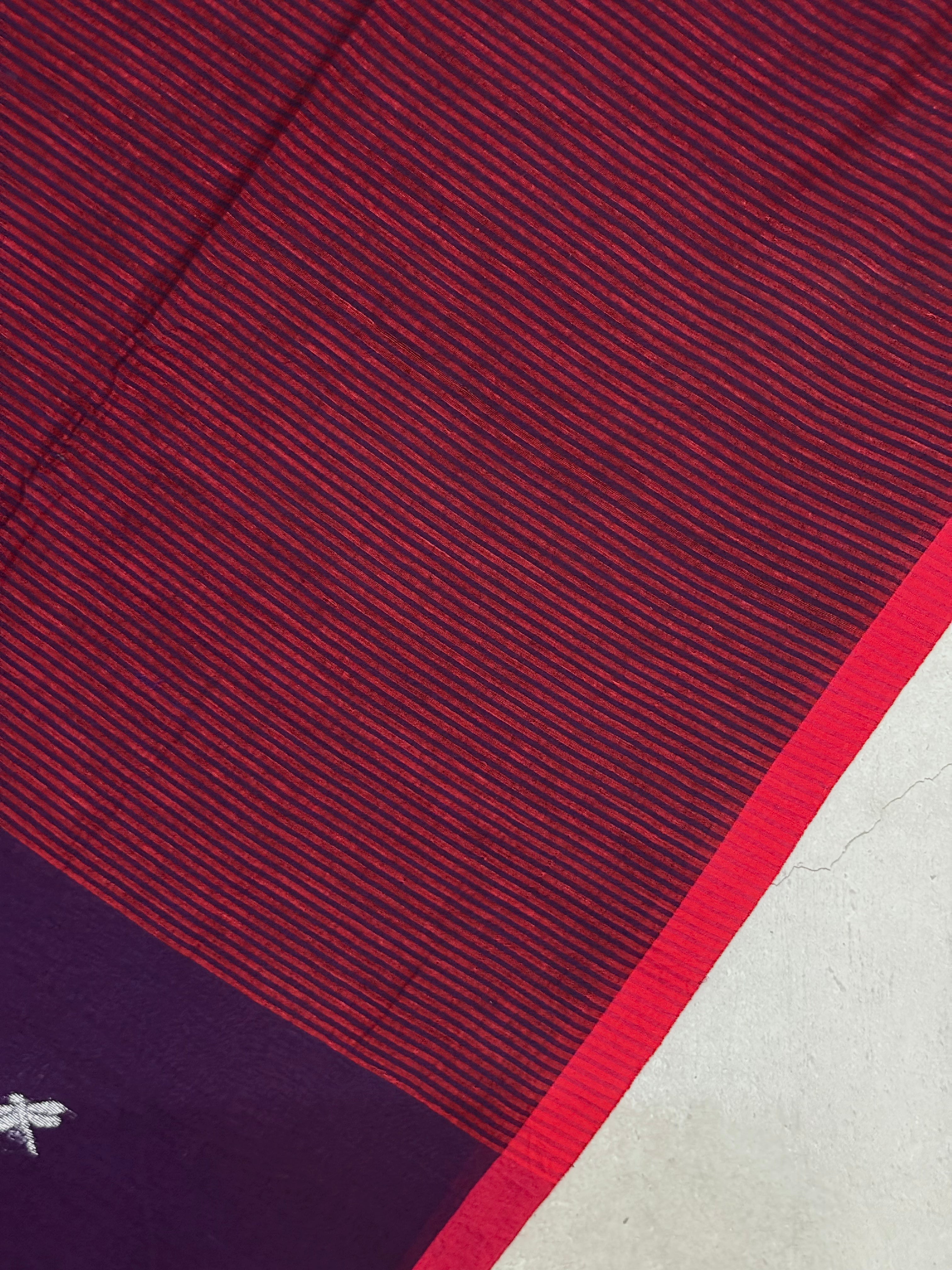 Maitreya | Purple and Pink Jamdani Bengal Cotton Saree