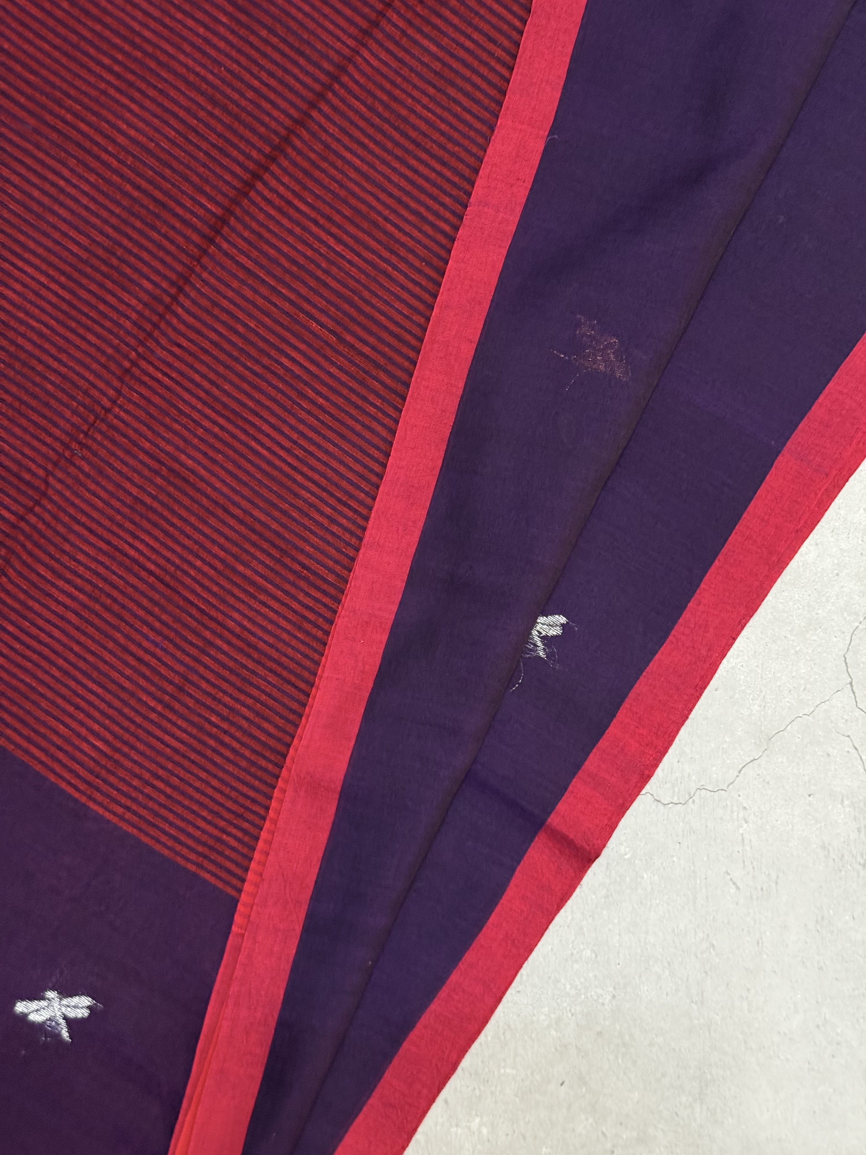 Maitreya | Purple and Pink Jamdani Bengal Cotton Saree