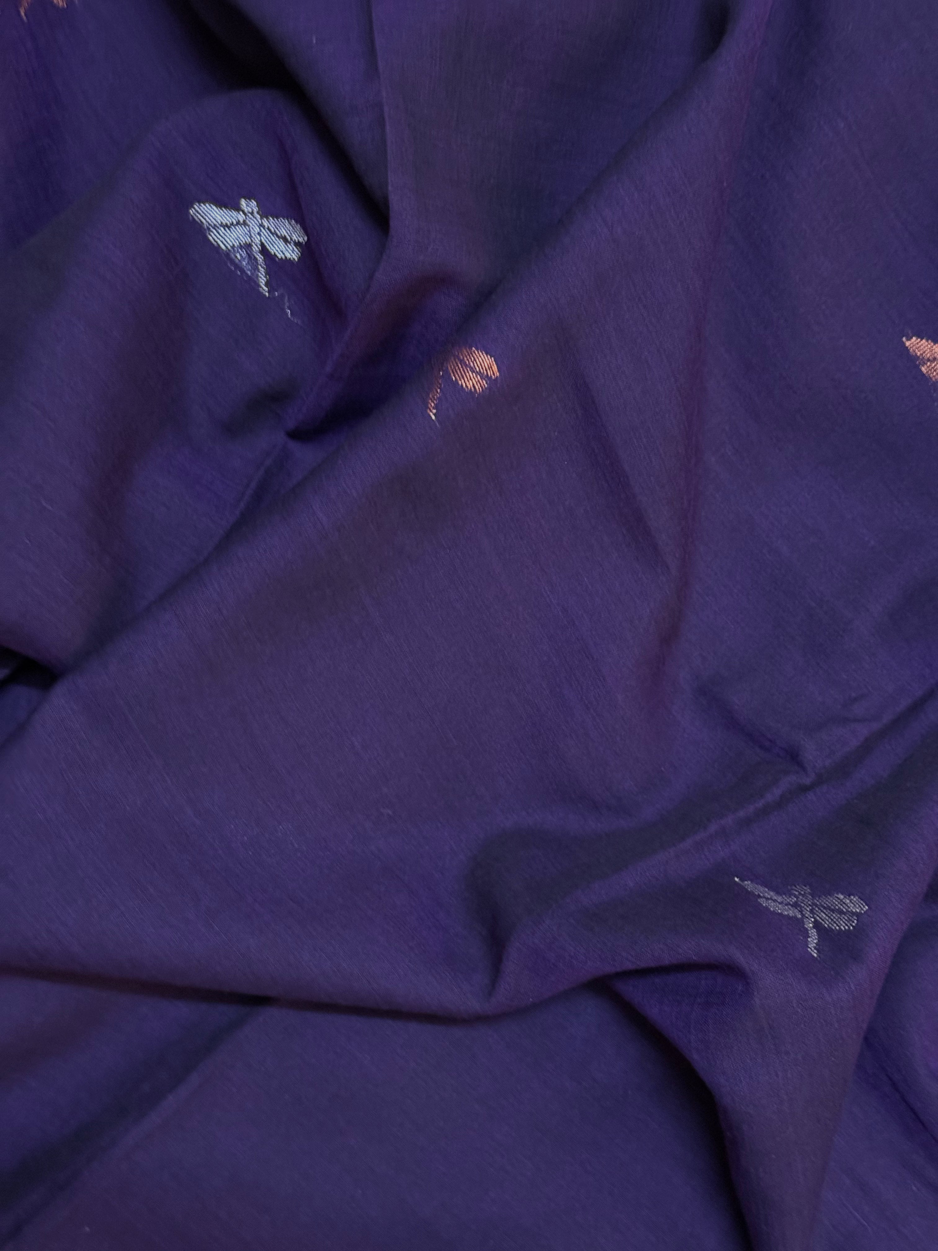 Maitreya | Purple and Pink Jamdani Bengal Cotton Saree