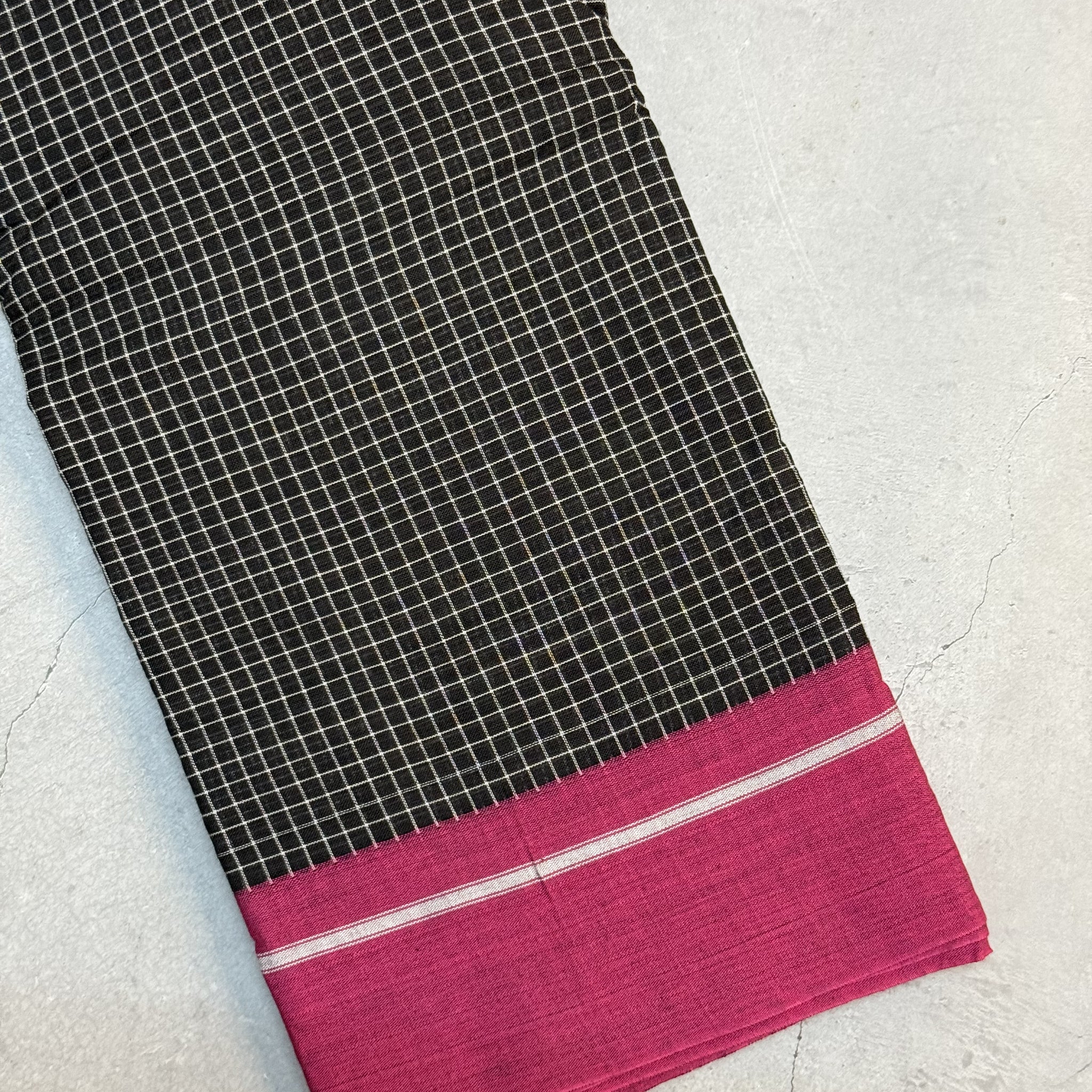 Mandaara | Pink Orange and Black Cotton Saree