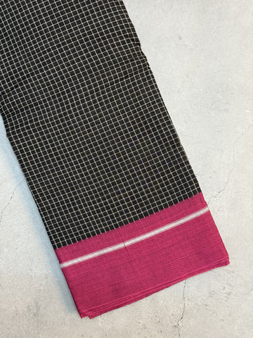Mandaara | Pink Orange and Black Cotton Saree