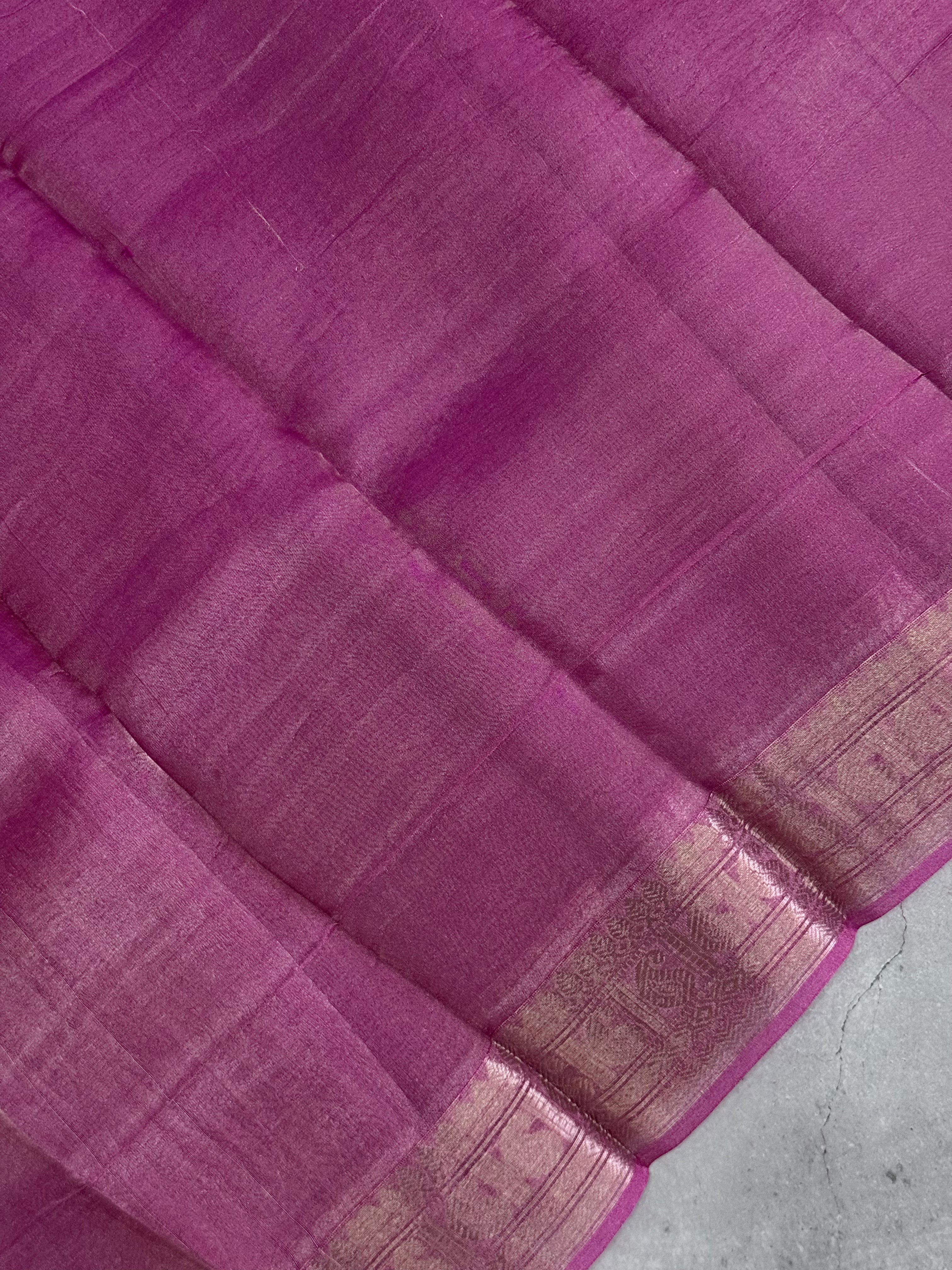 Meganya | Pink and Silver Tissue Silk Saree