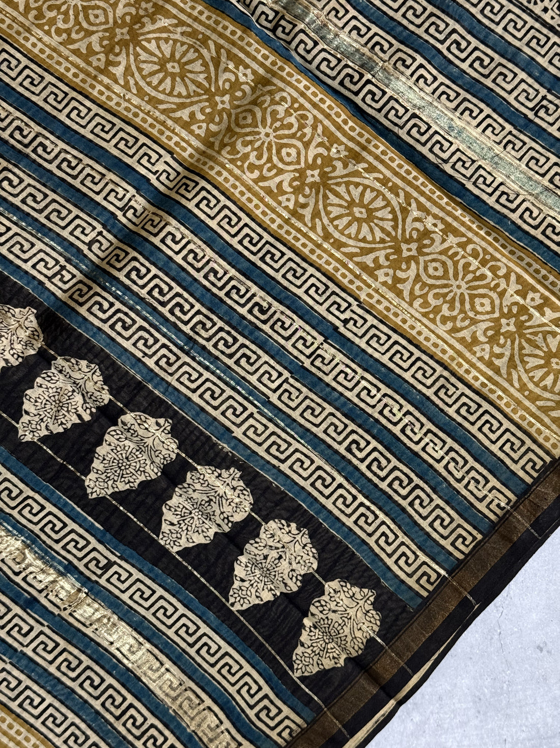 Mira | Yellow Block Printed Chanderi Saree