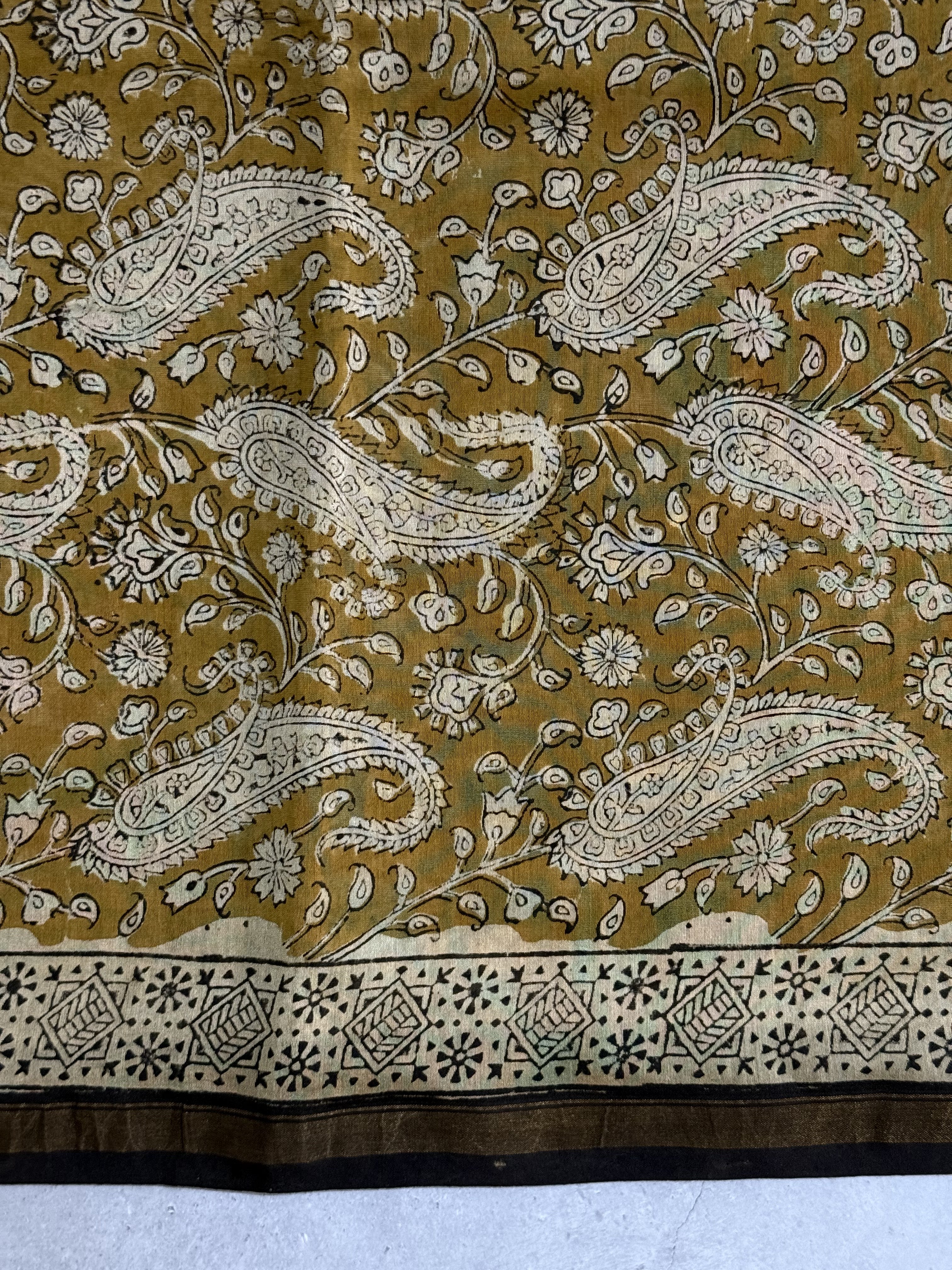 Mira | Yellow Block Printed Chanderi Saree