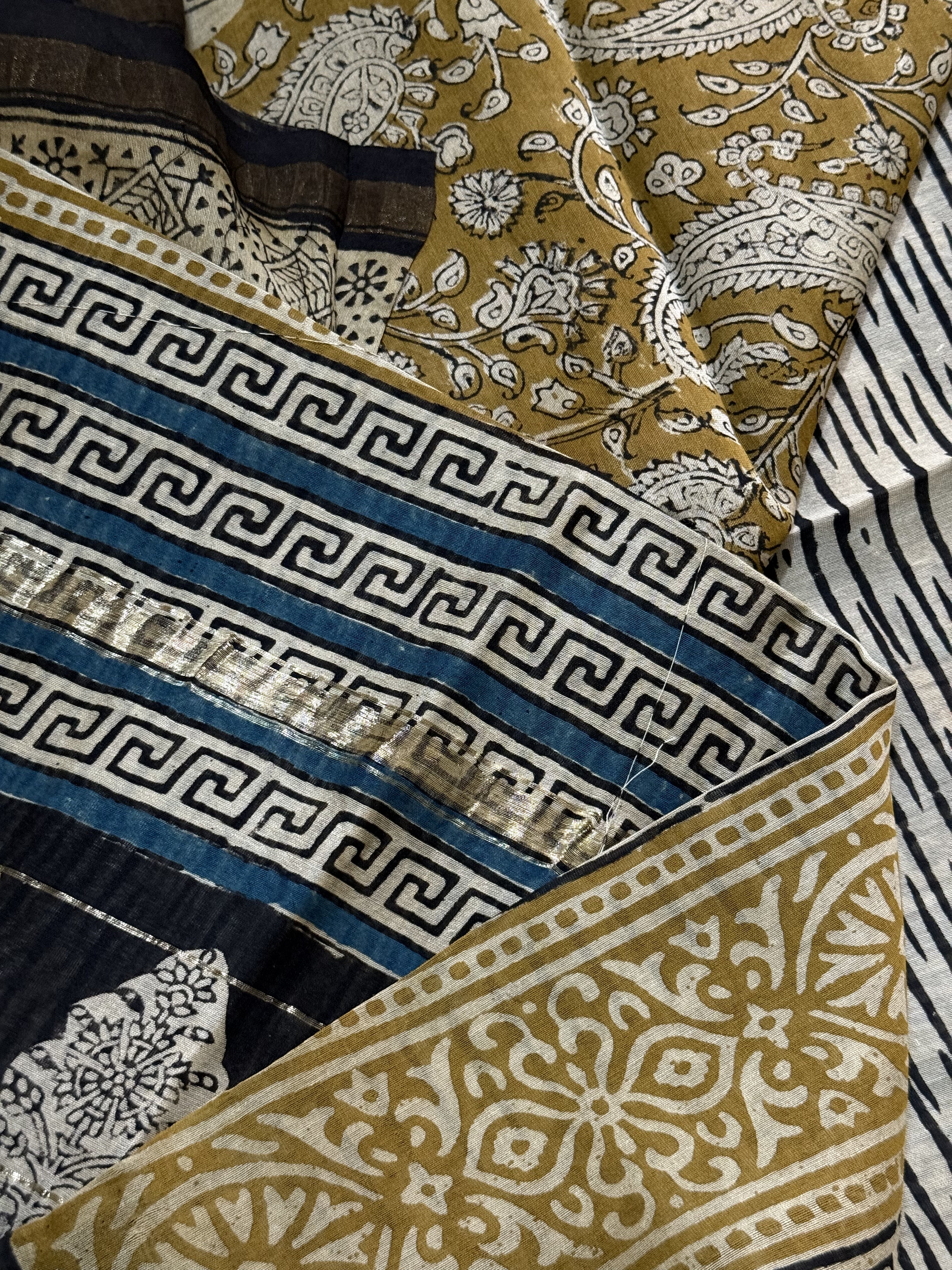 Mira | Yellow Block Printed Chanderi Saree