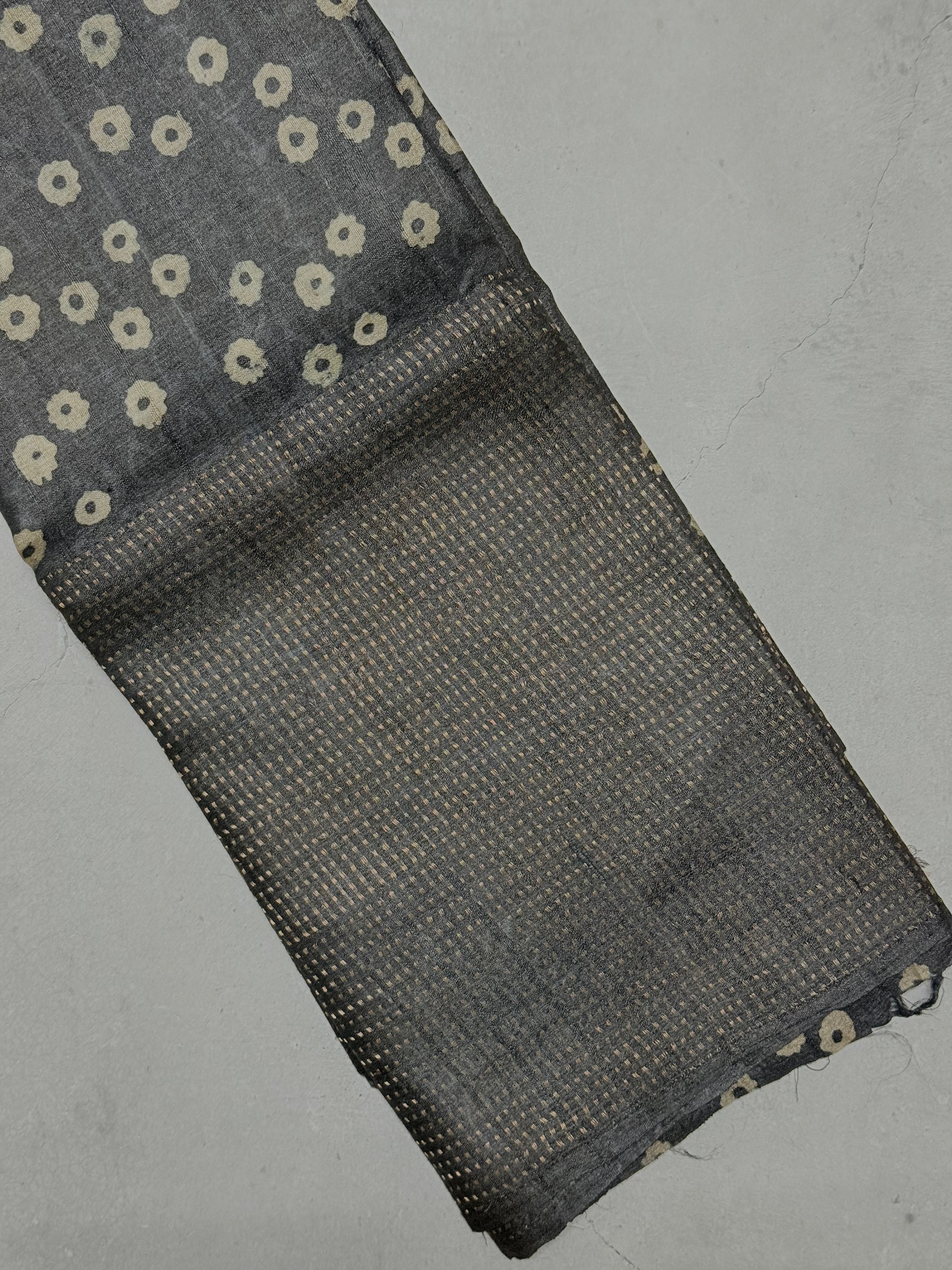 Mohanaa | Elephant Grey Batik Printed Tussar Silk Saree