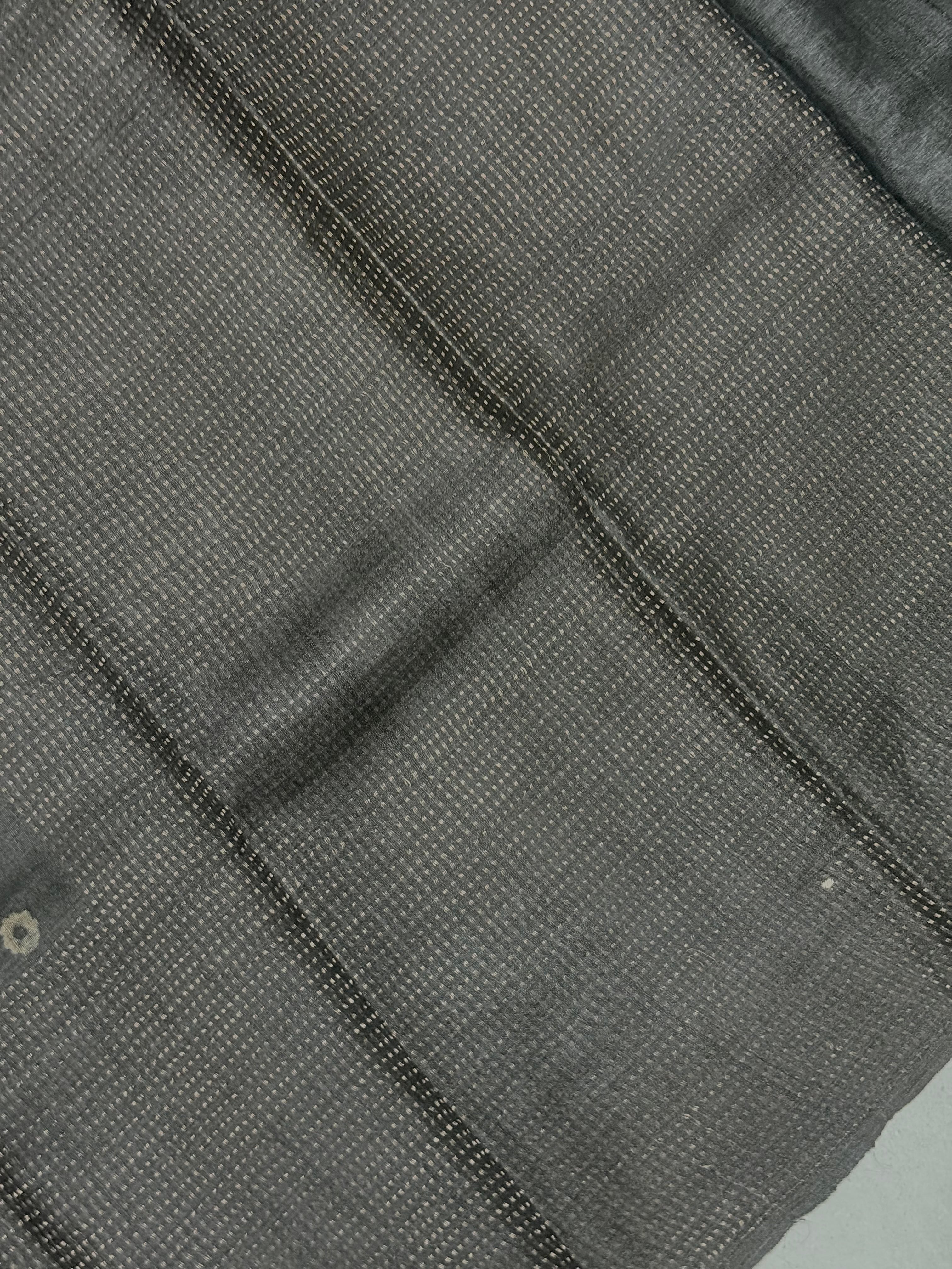 Mohanaa | Elephant Grey Batik Printed Tussar Silk Saree