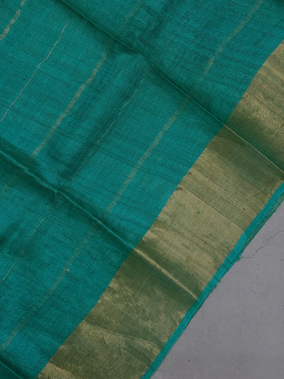 Mridulaa | Green Block Printed Tussar Silk Saree