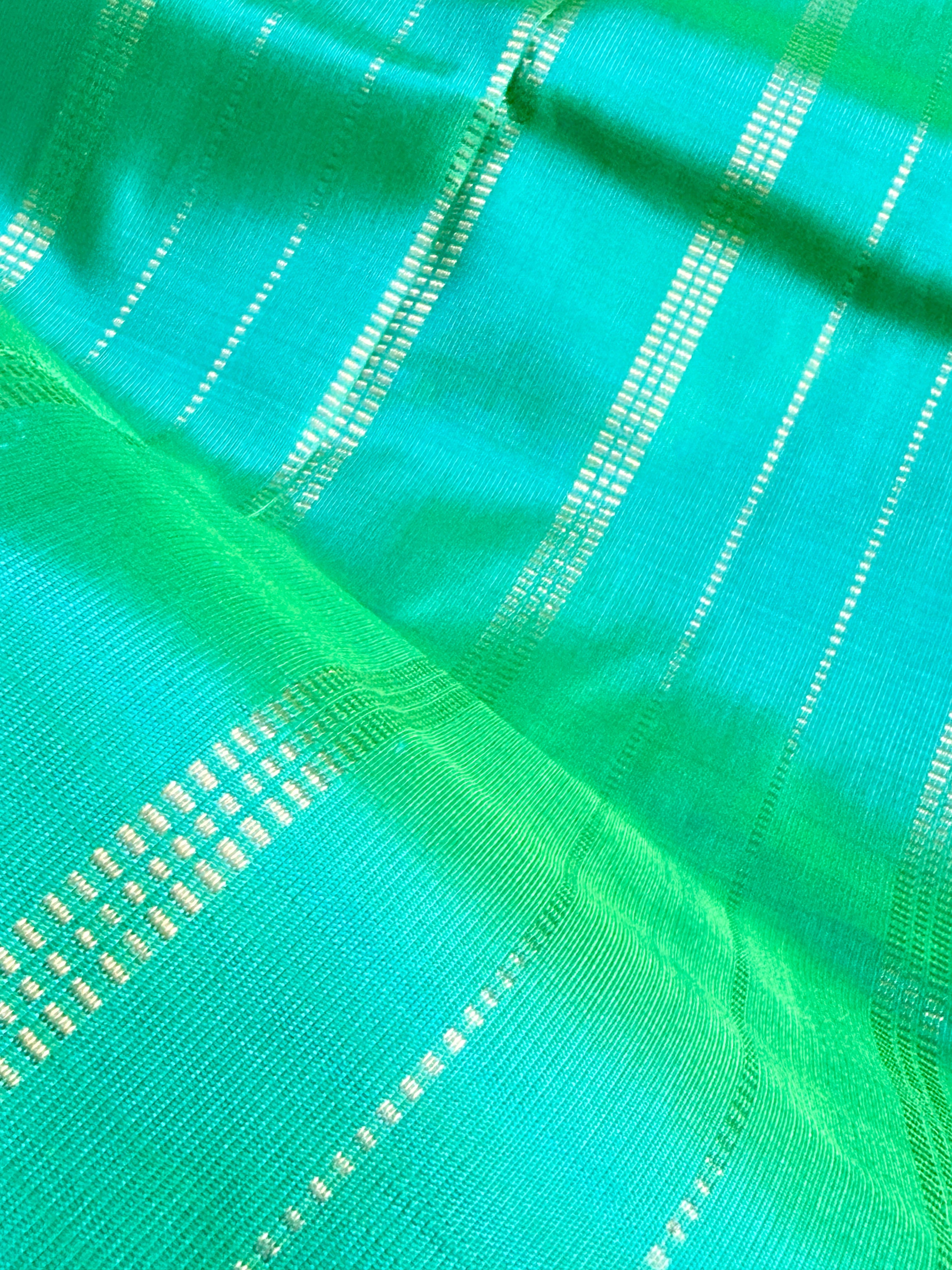 Nakshatra | White and Green Kanjivaram Silk Saree