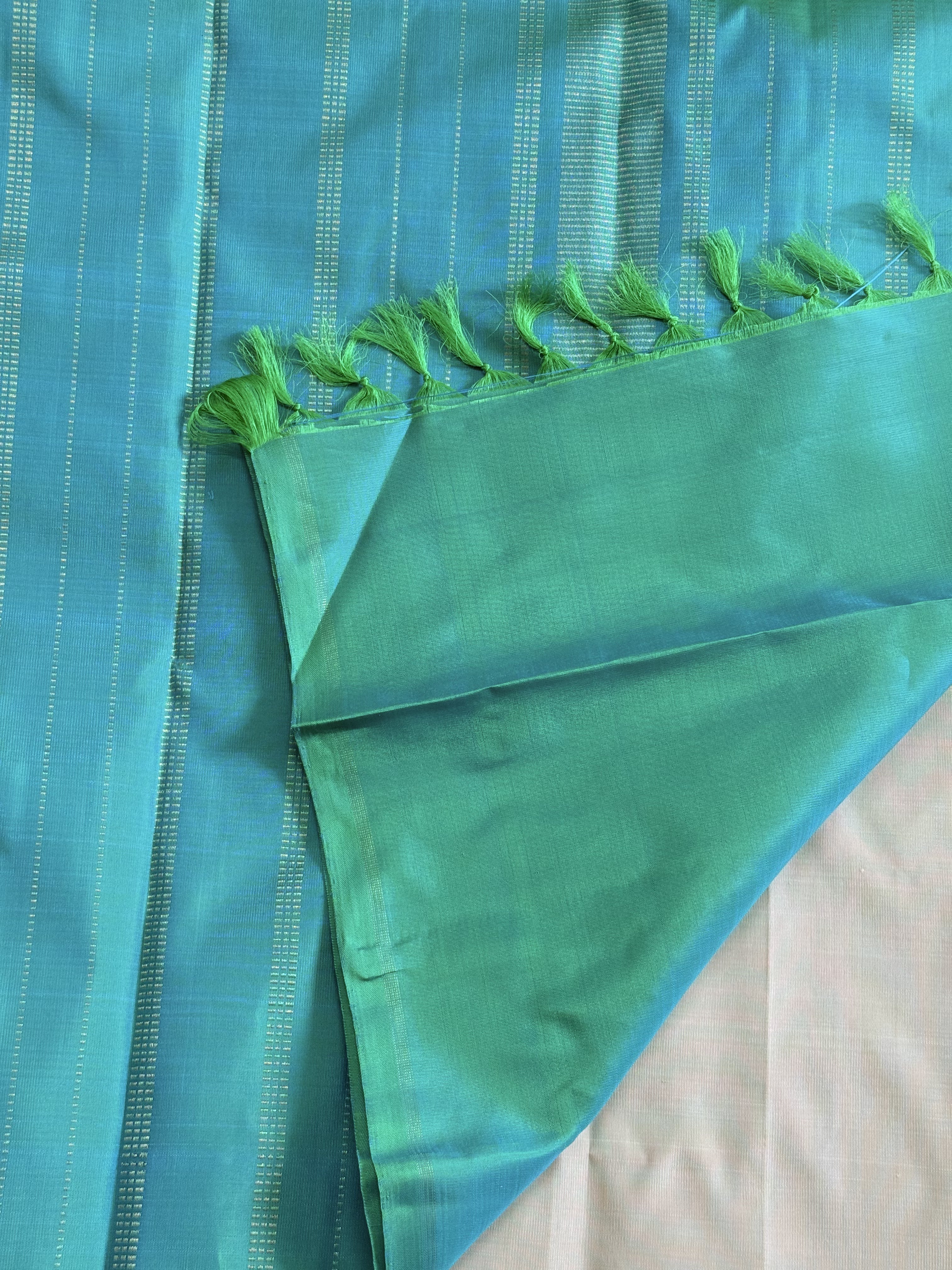 Nakshatra | White and Green Kanjivaram Silk Saree