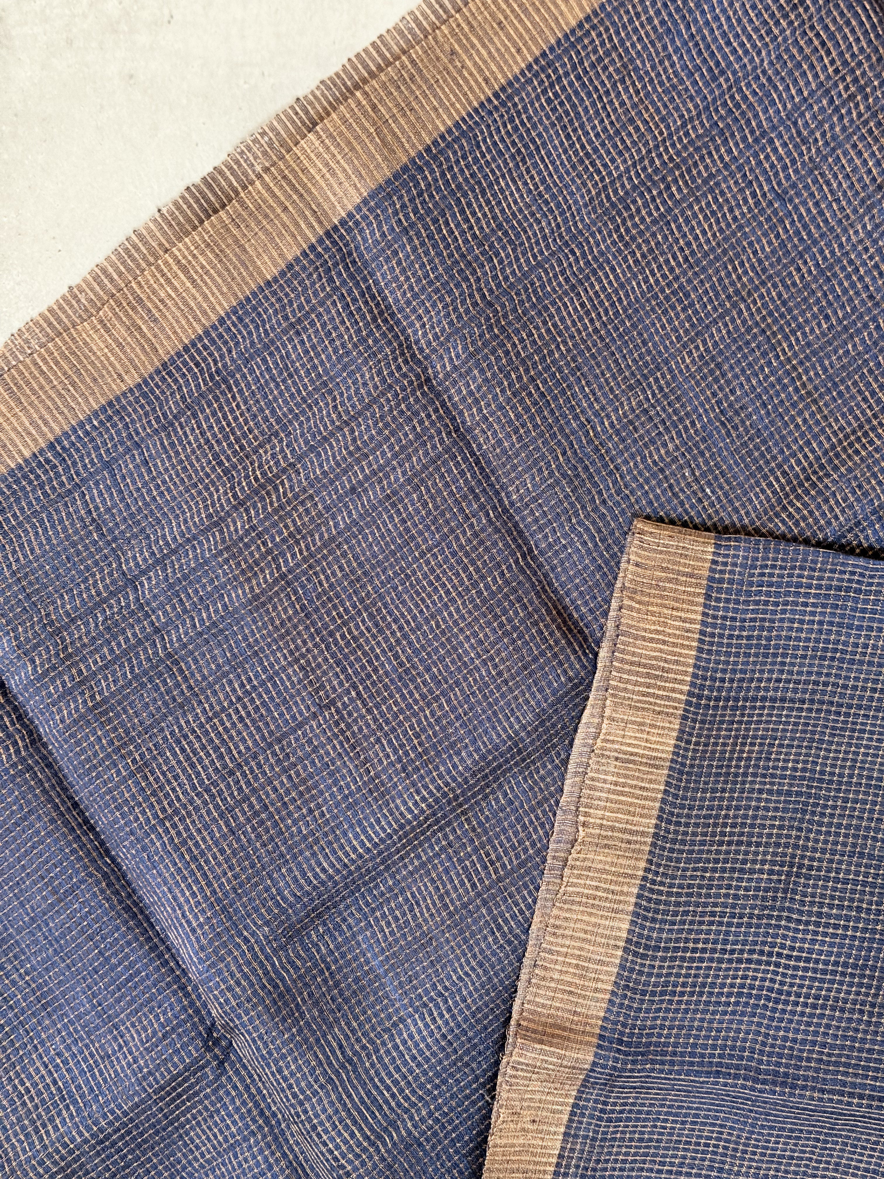 Nalini | Navy Blue Matka Tussar Silk Saree