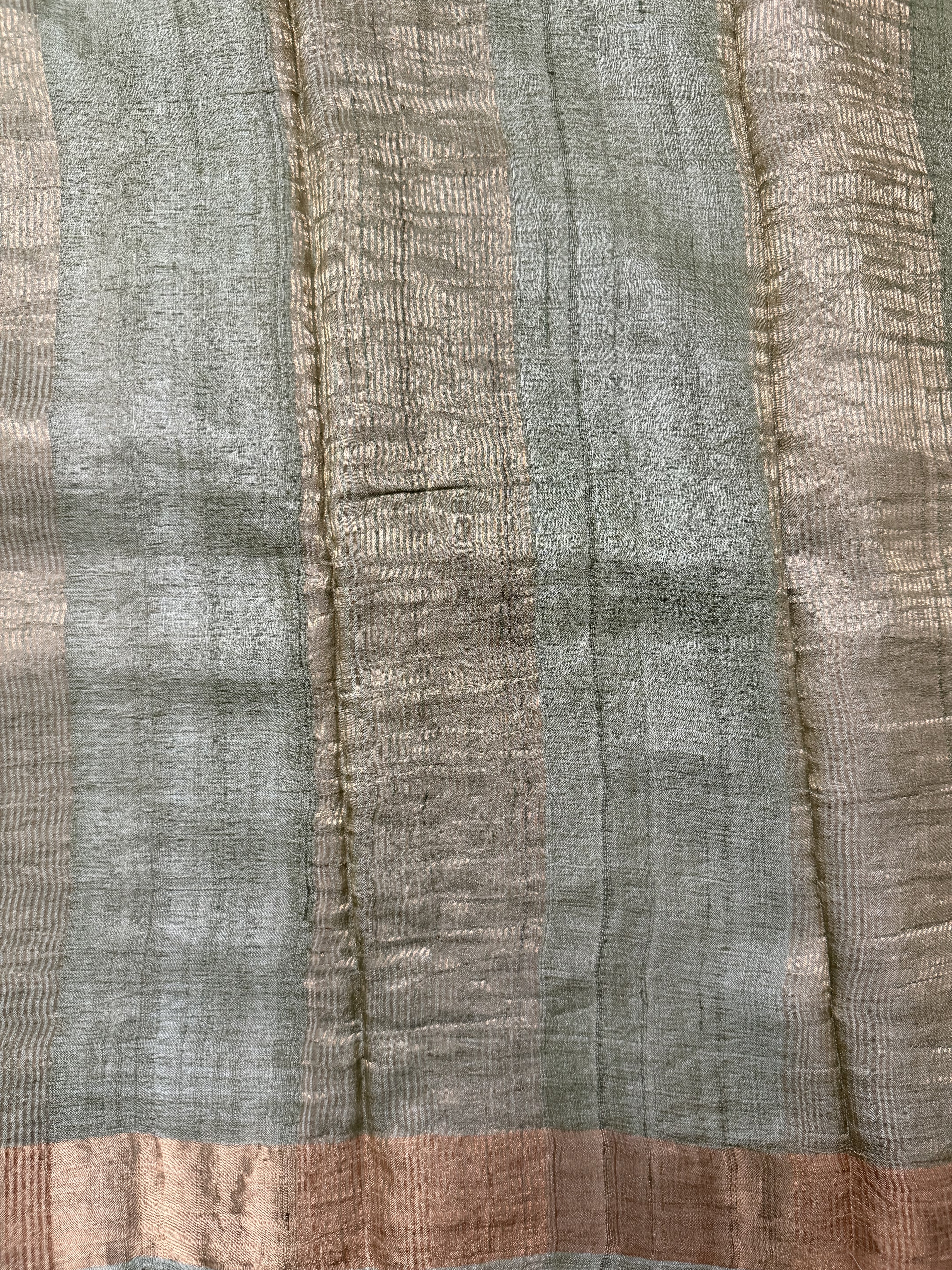 Nyra | Green Block Printed Tussar Silk Saree