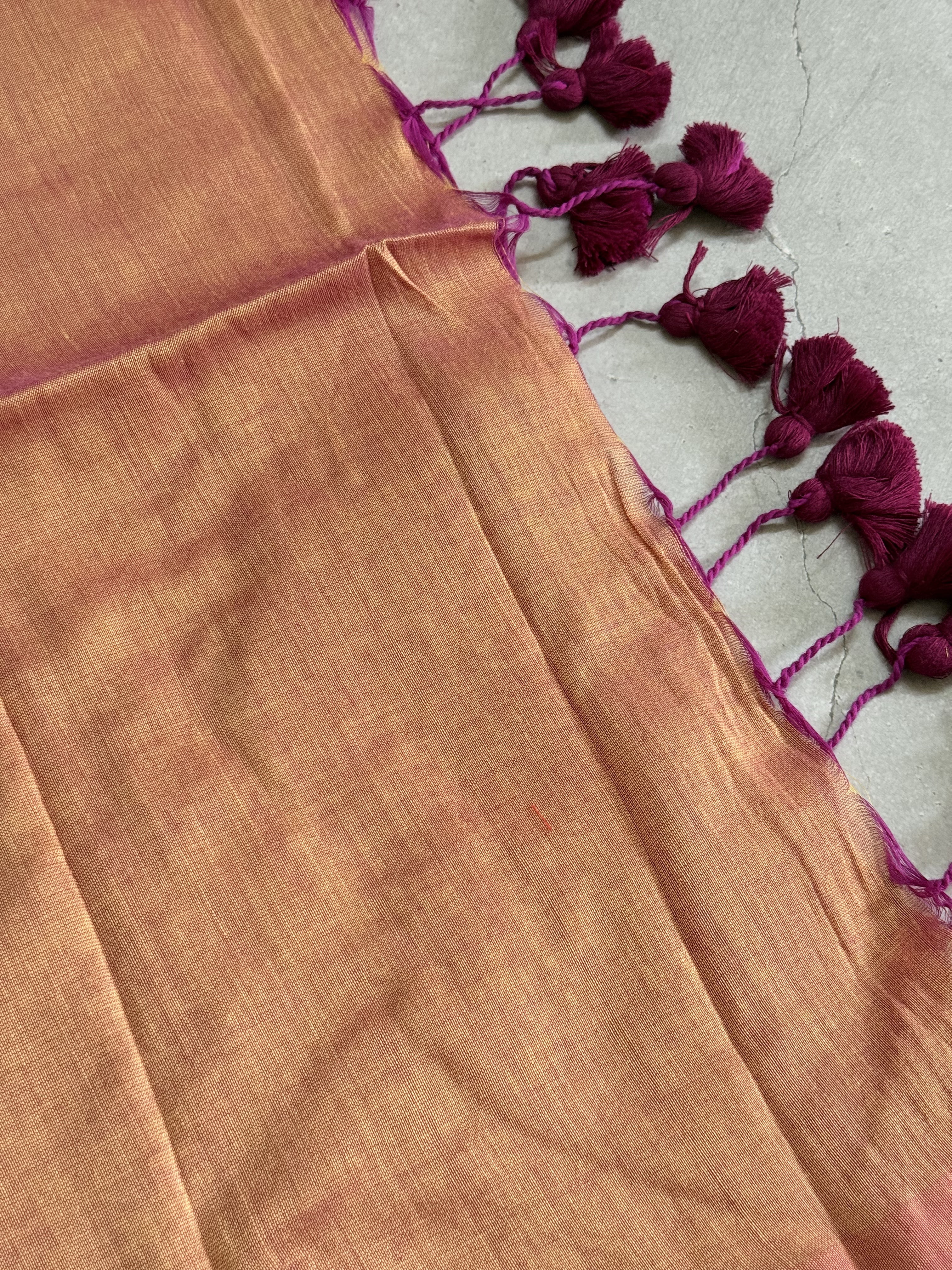 Raasathi | Peach and Plum Cotton Saree