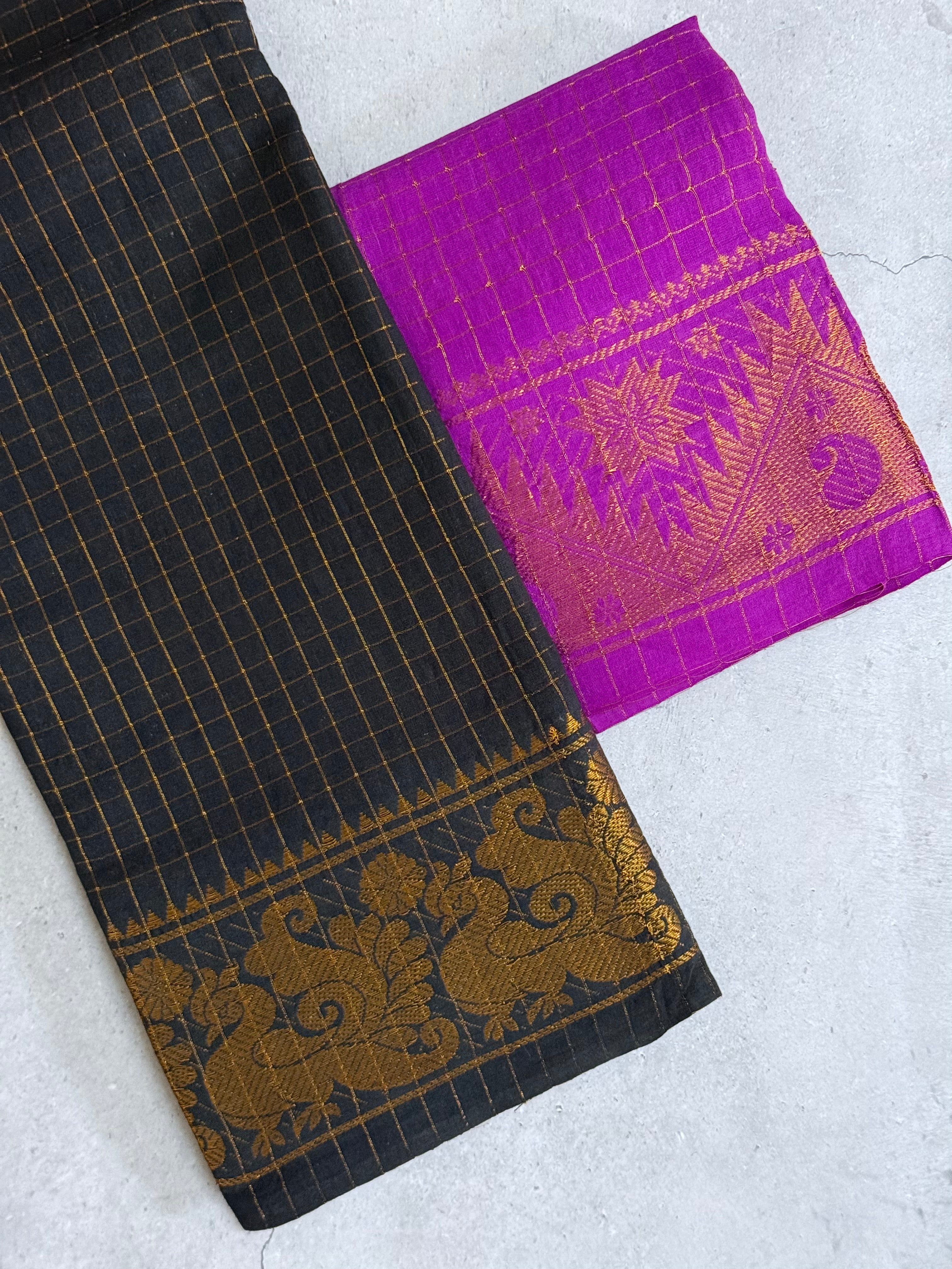 Saadhana | Black and Gold Sungudi Cotton Saree