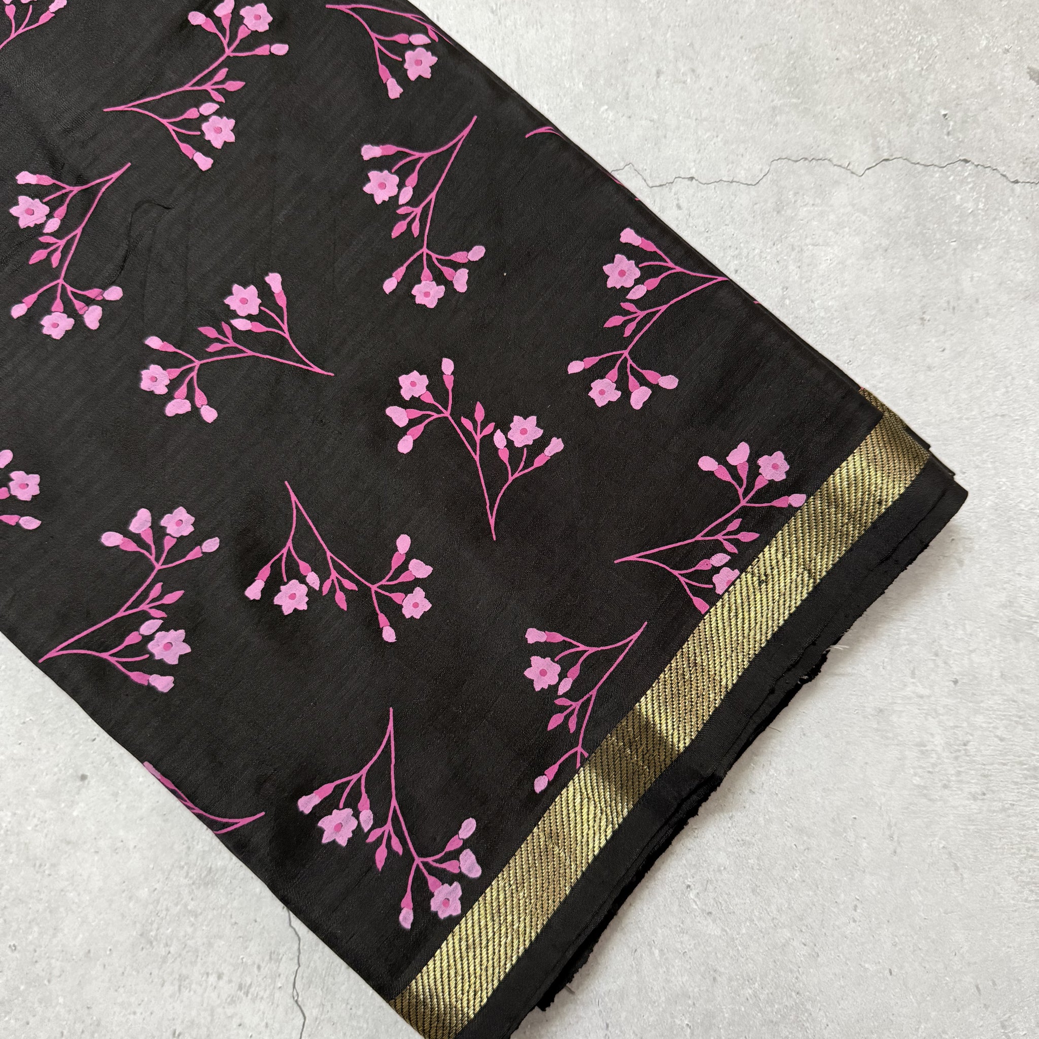 Saanvi | Handcrafted Block-Printed Kanjivaram Saree