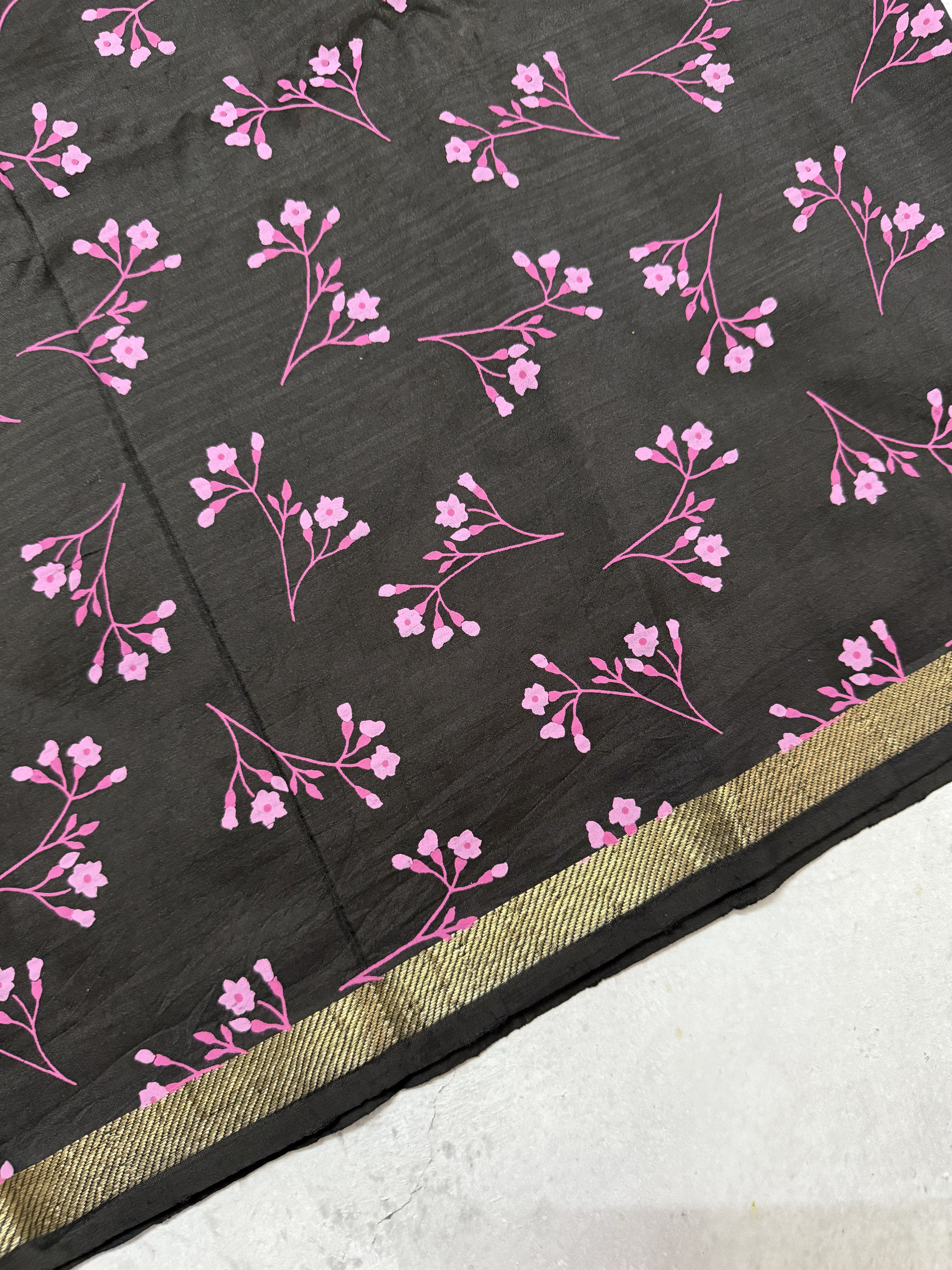 Saanvi | Handcrafted Block-Printed Kanjivaram Saree