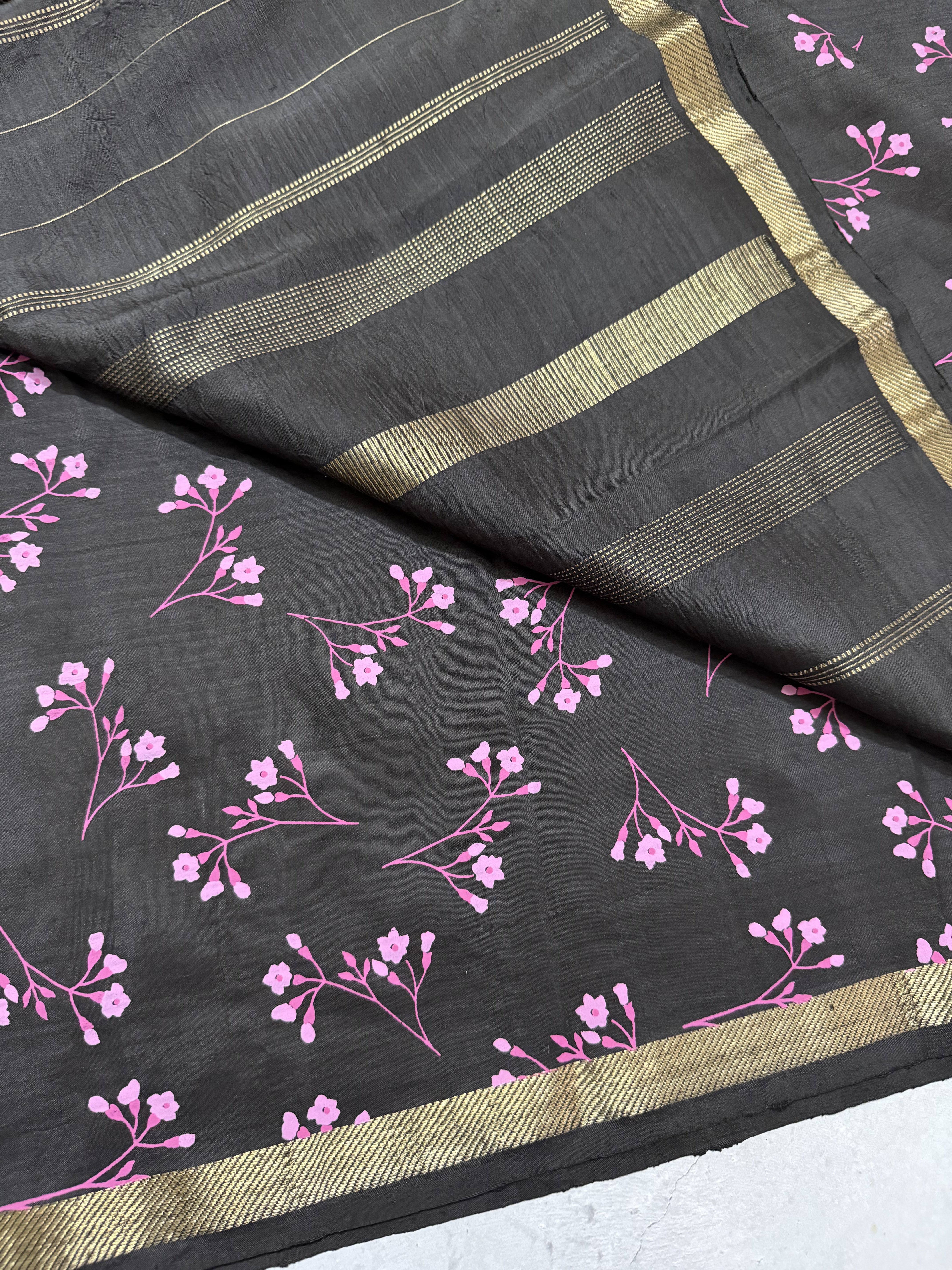 Saanvi | Handcrafted Block-Printed Kanjivaram Saree