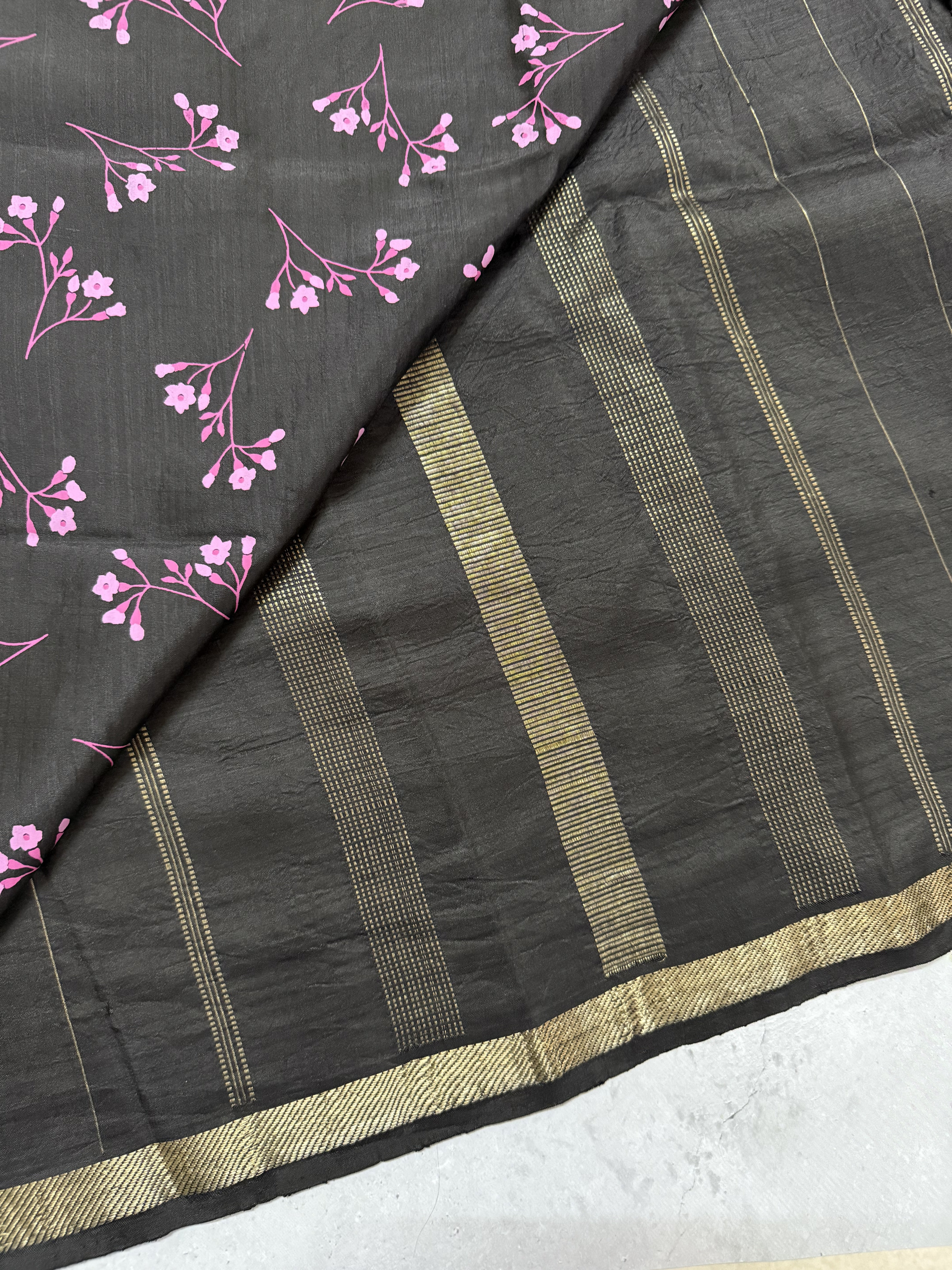 Saanvi | Handcrafted Block-Printed Kanjivaram Saree