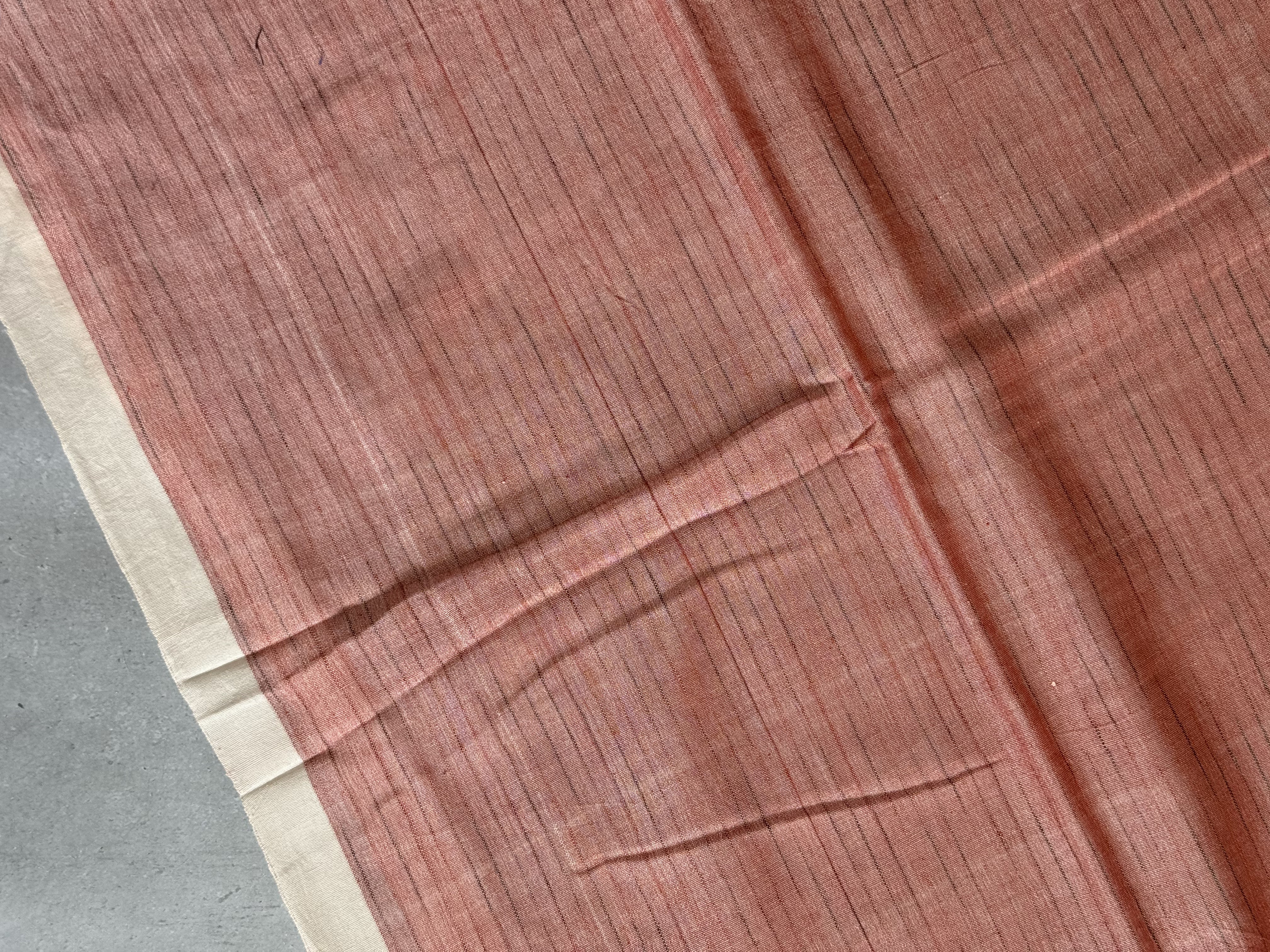 Sindhoora | Orange and White Broken Checks Bengal Cotton Saree