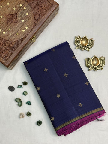 Tilottama | Navy Blue and Magenta Kanjivaram Silk Saree