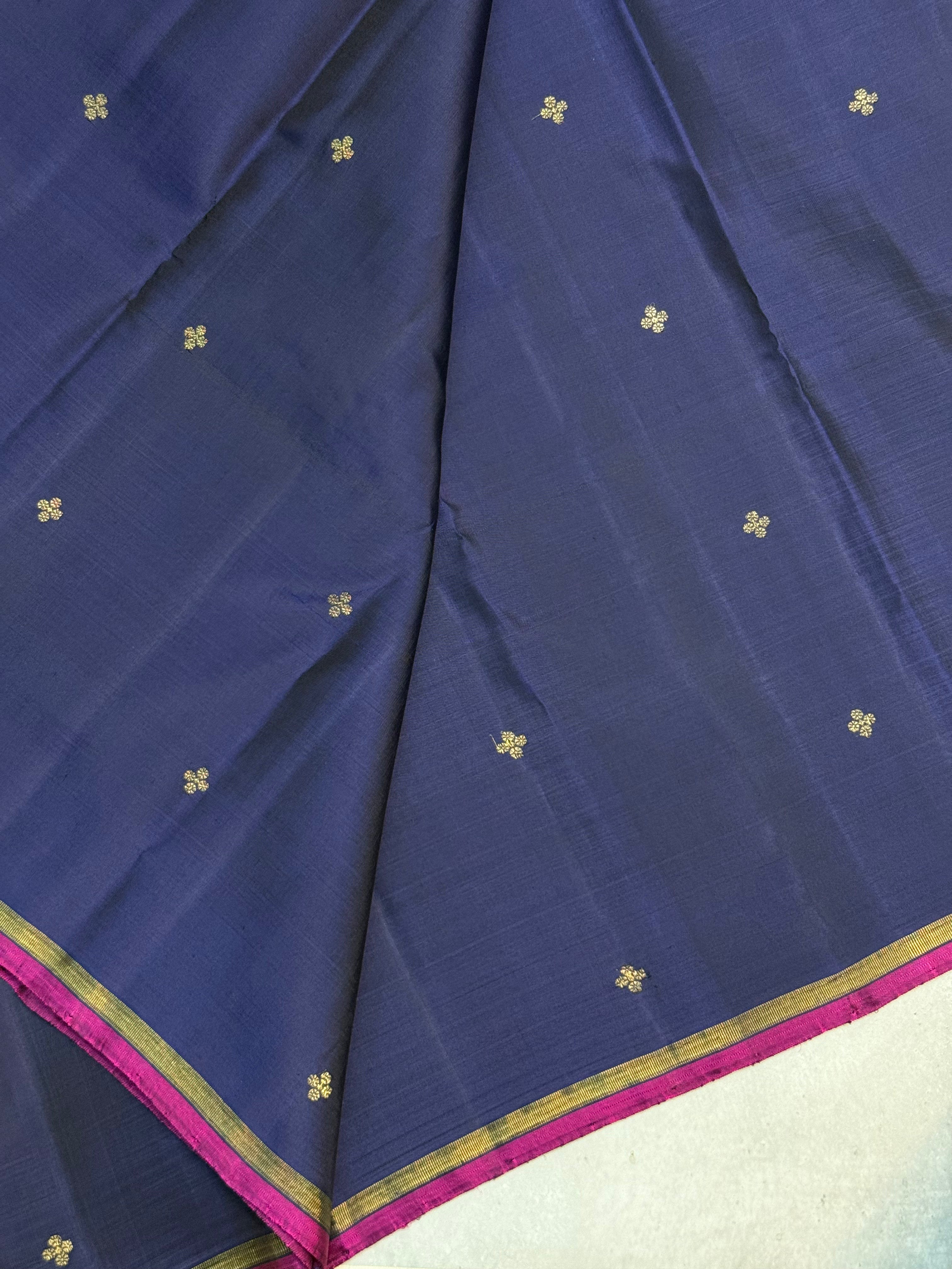 Tilottama | Navy Blue and Magenta Kanjivaram Silk Saree