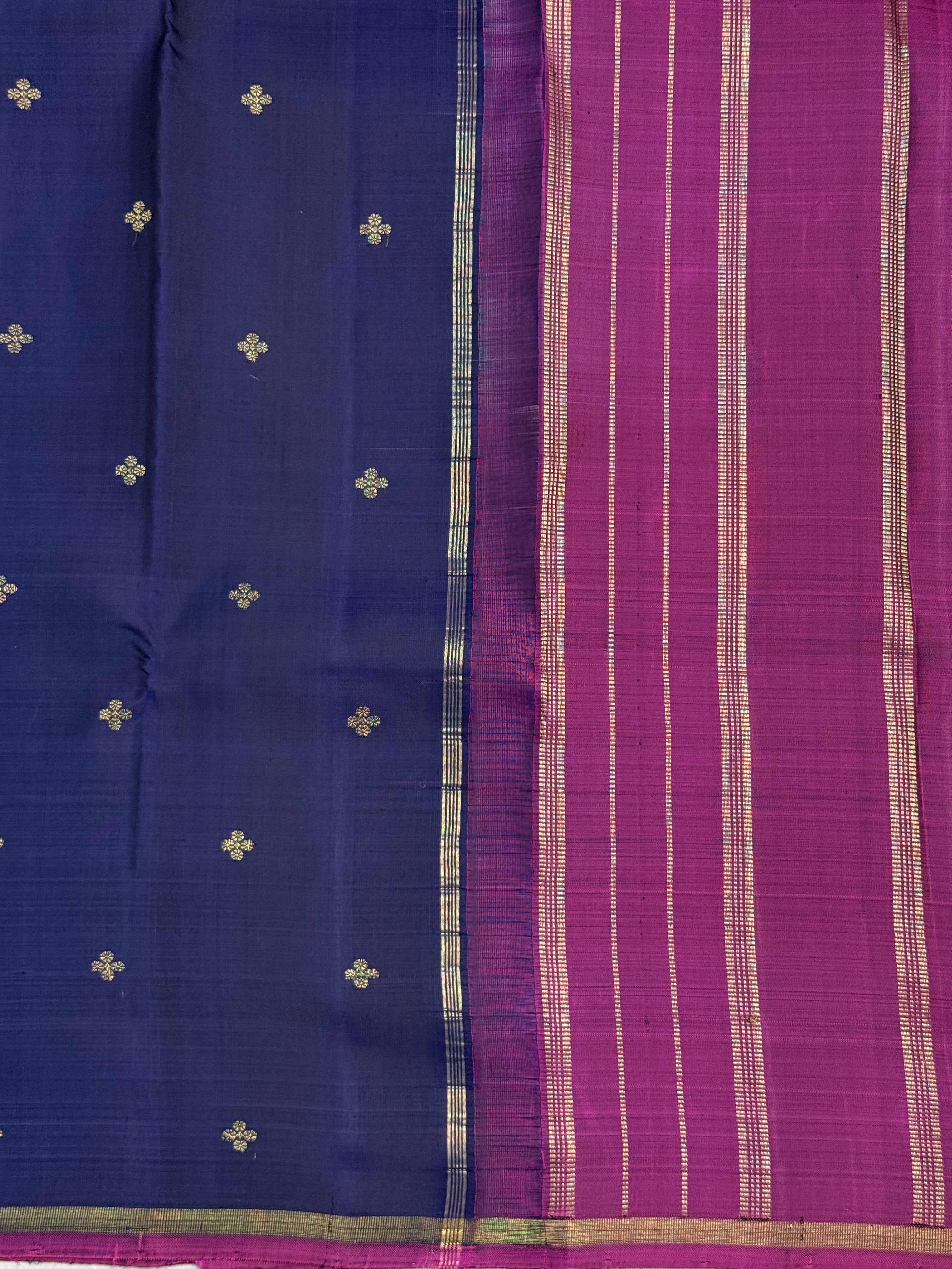 Tilottama | Navy Blue and Magenta Kanjivaram Silk Saree