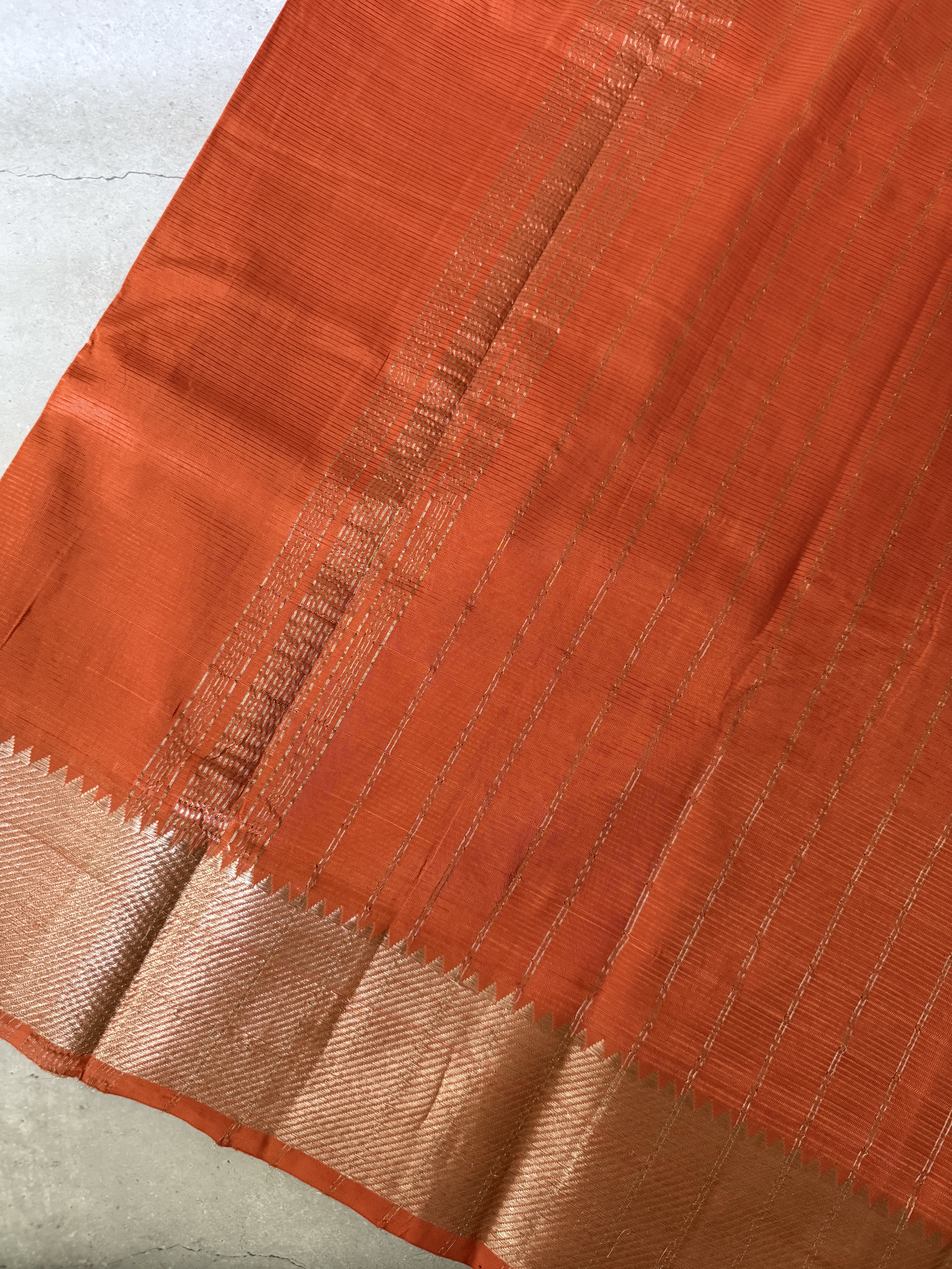 Tanaya | Orange Mangalagiri Silk Cotton Saree
