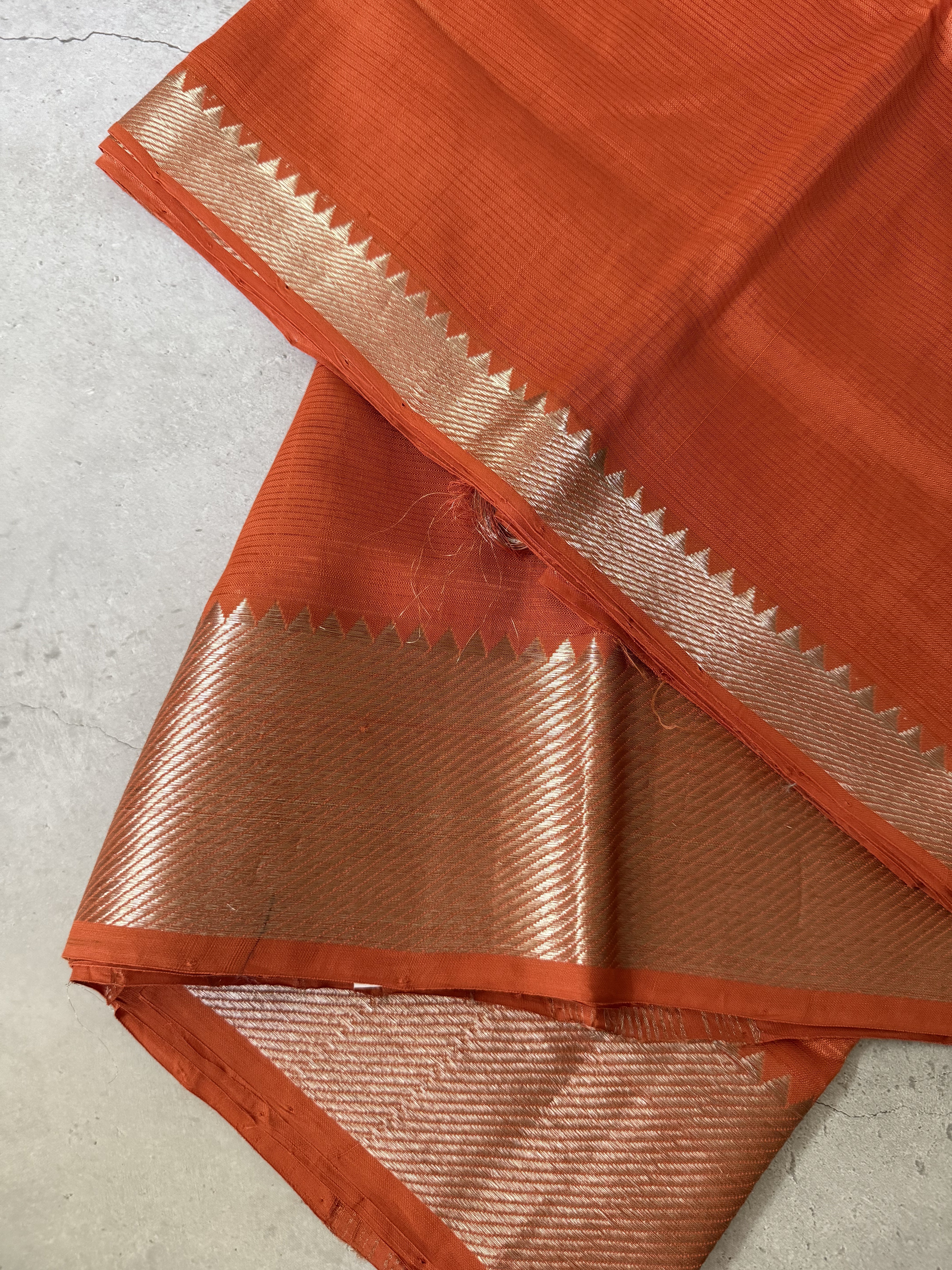 Tanaya | Orange Mangalagiri Silk Cotton Saree