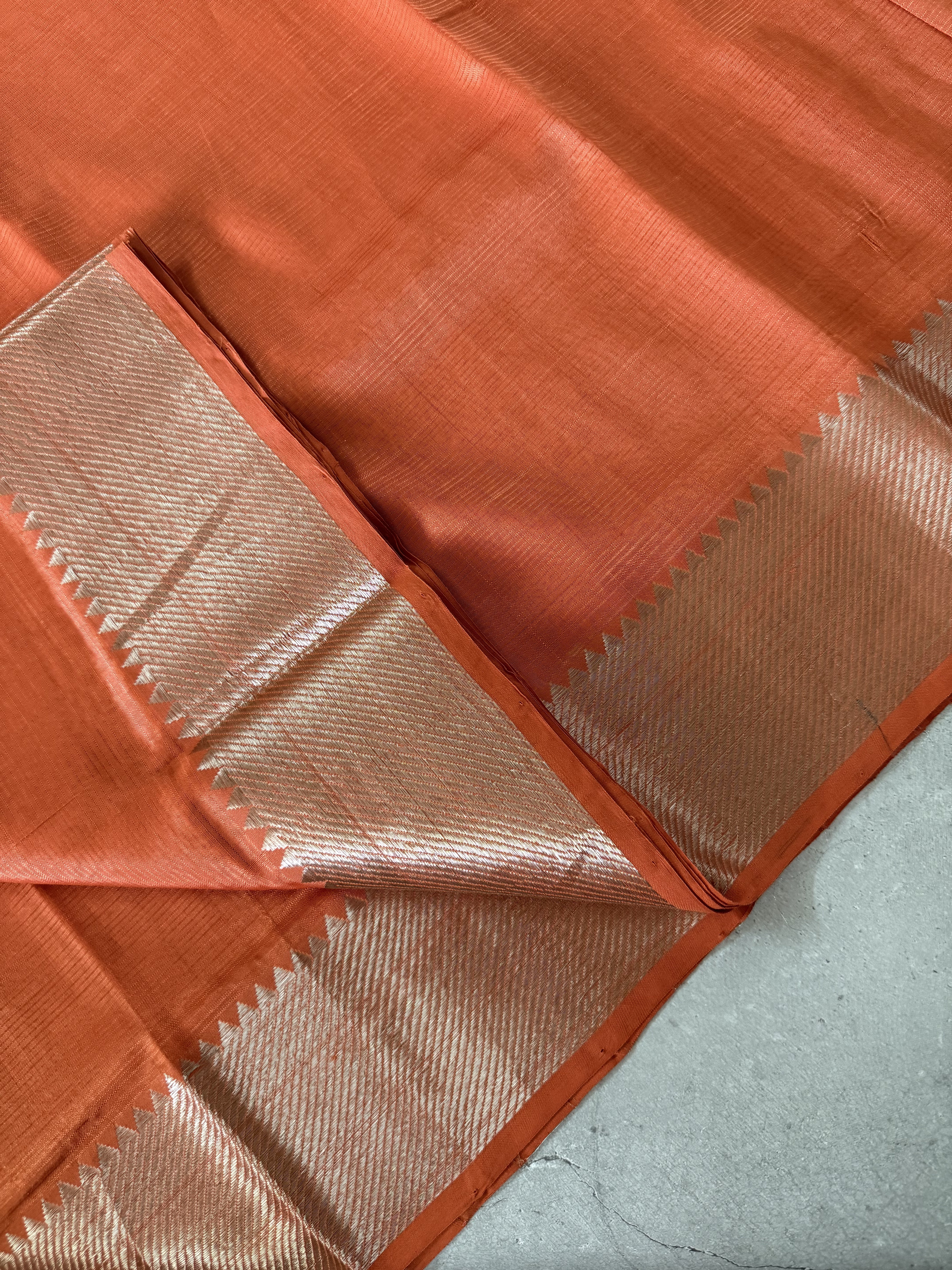 Tanaya | Orange Mangalagiri Silk Cotton Saree