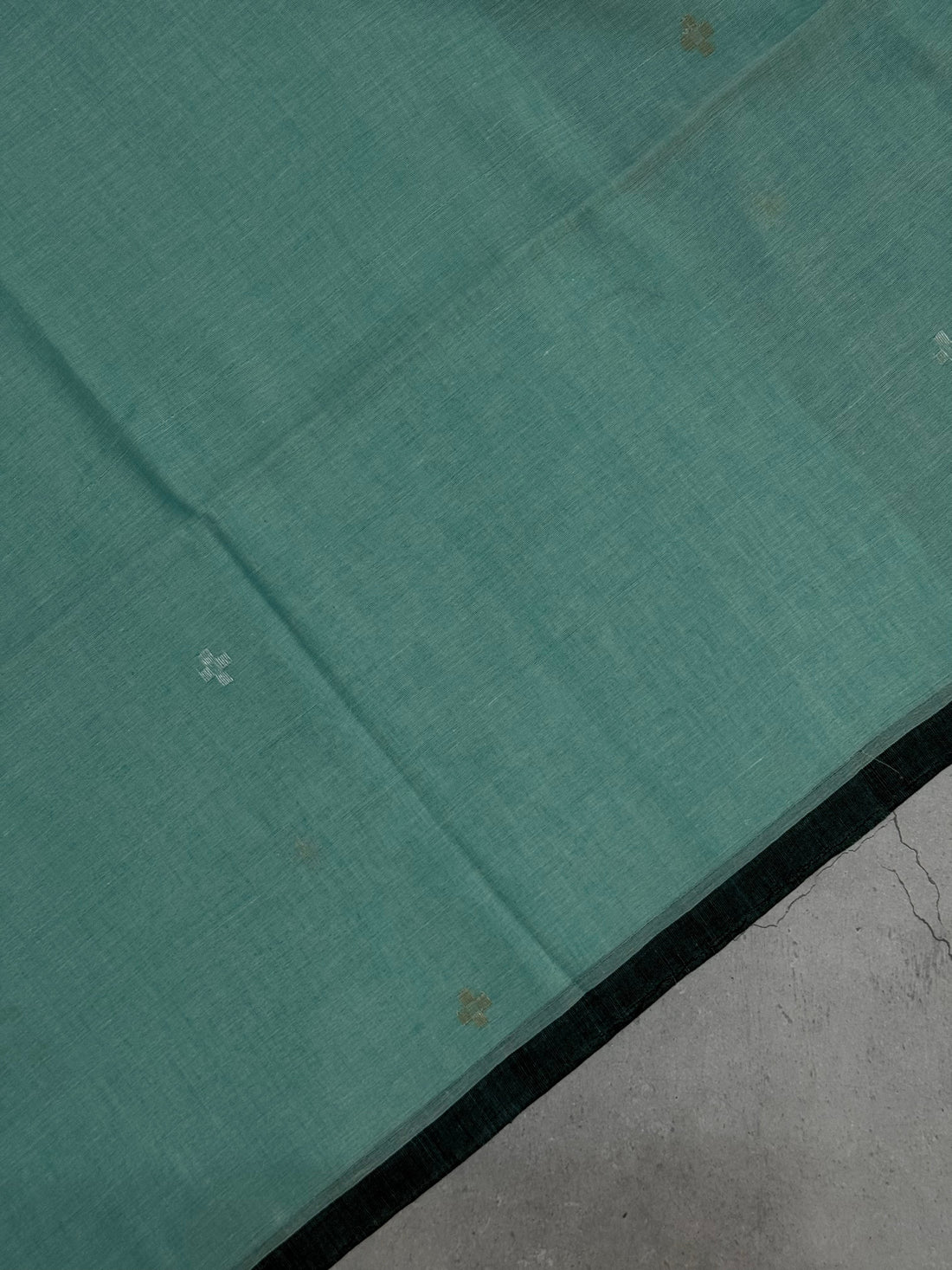 Tanusha | Green and Black Jamdani Bengal Cotton Saree