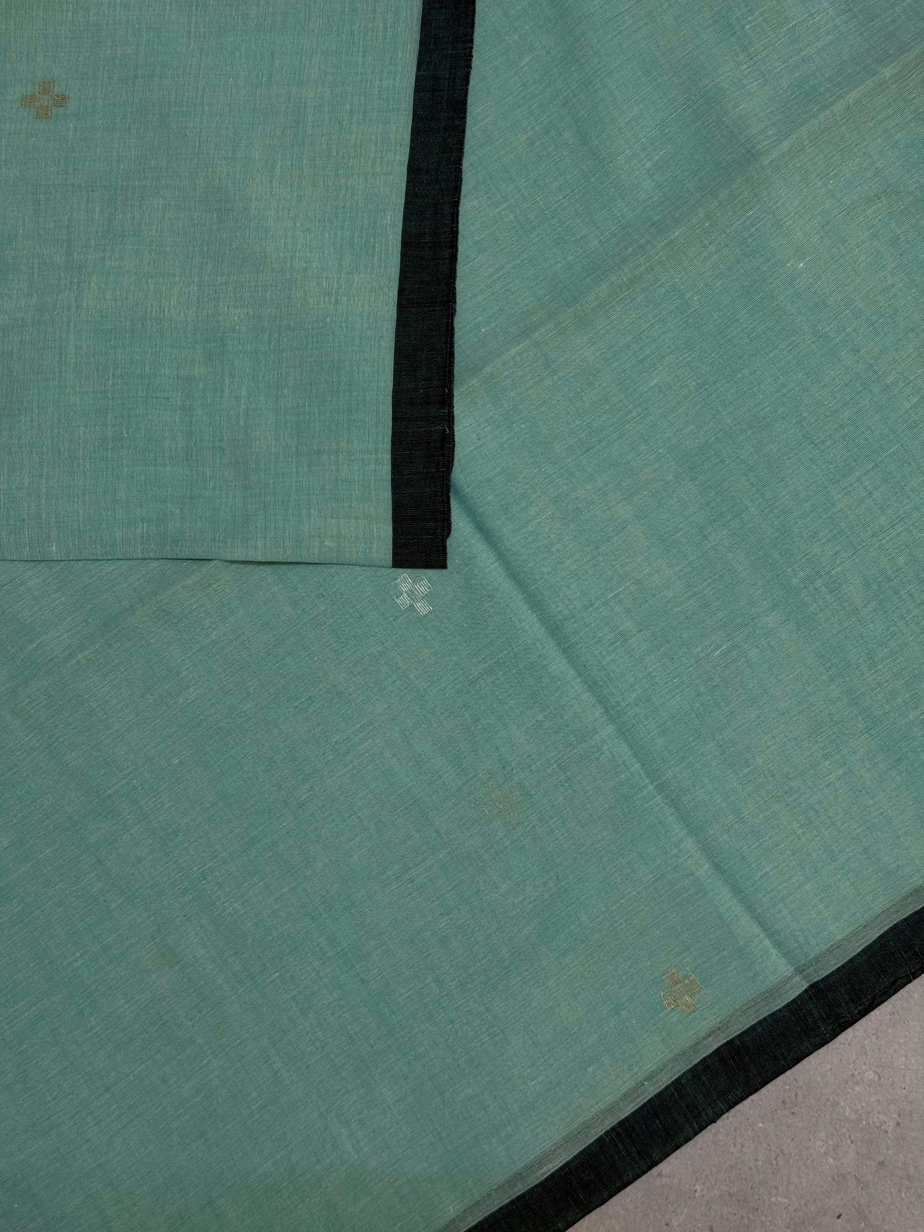 Tanusha | Green and Black Jamdani Bengal Cotton Saree