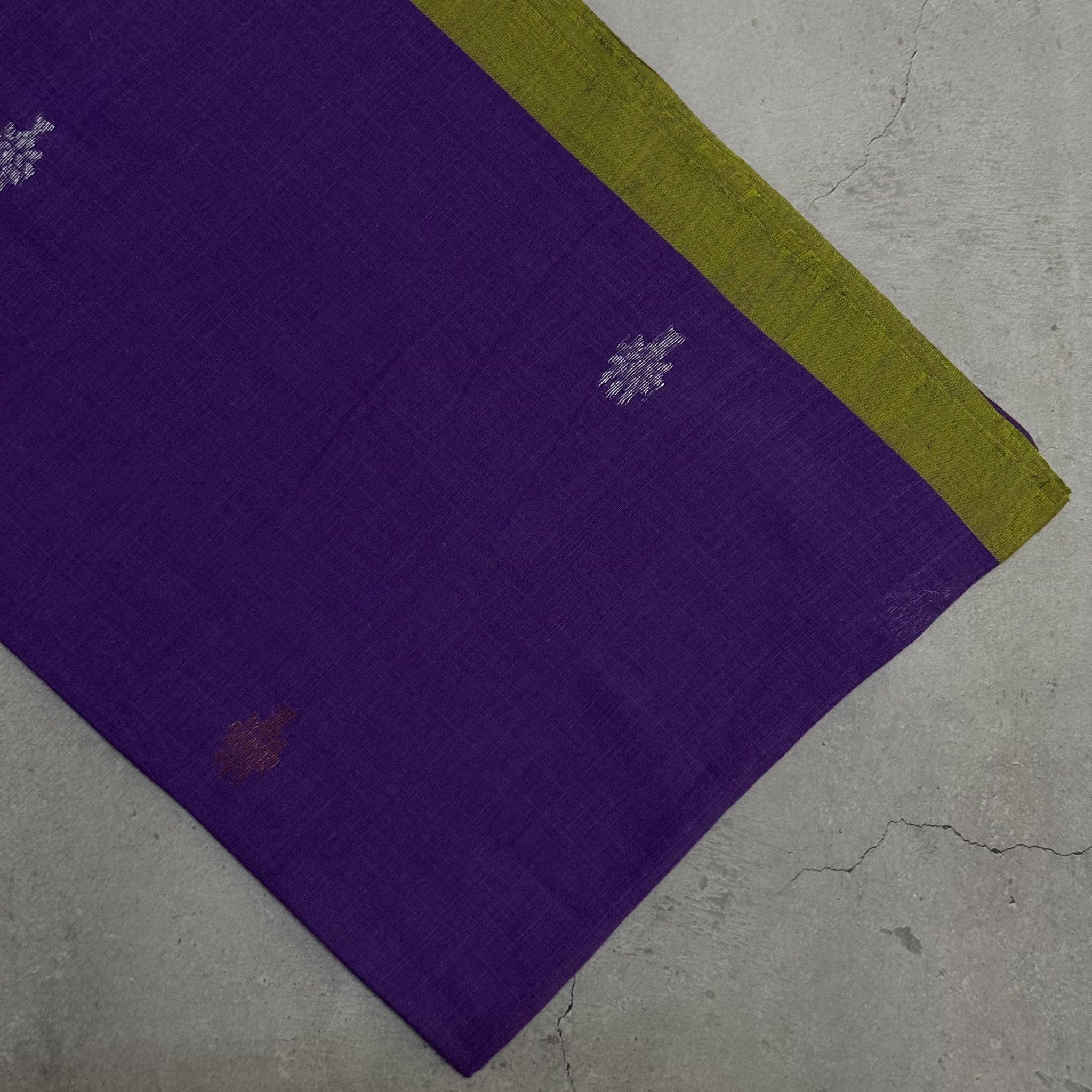 Utpala | Purple and Green Jamdani Bengal Cotton Saree