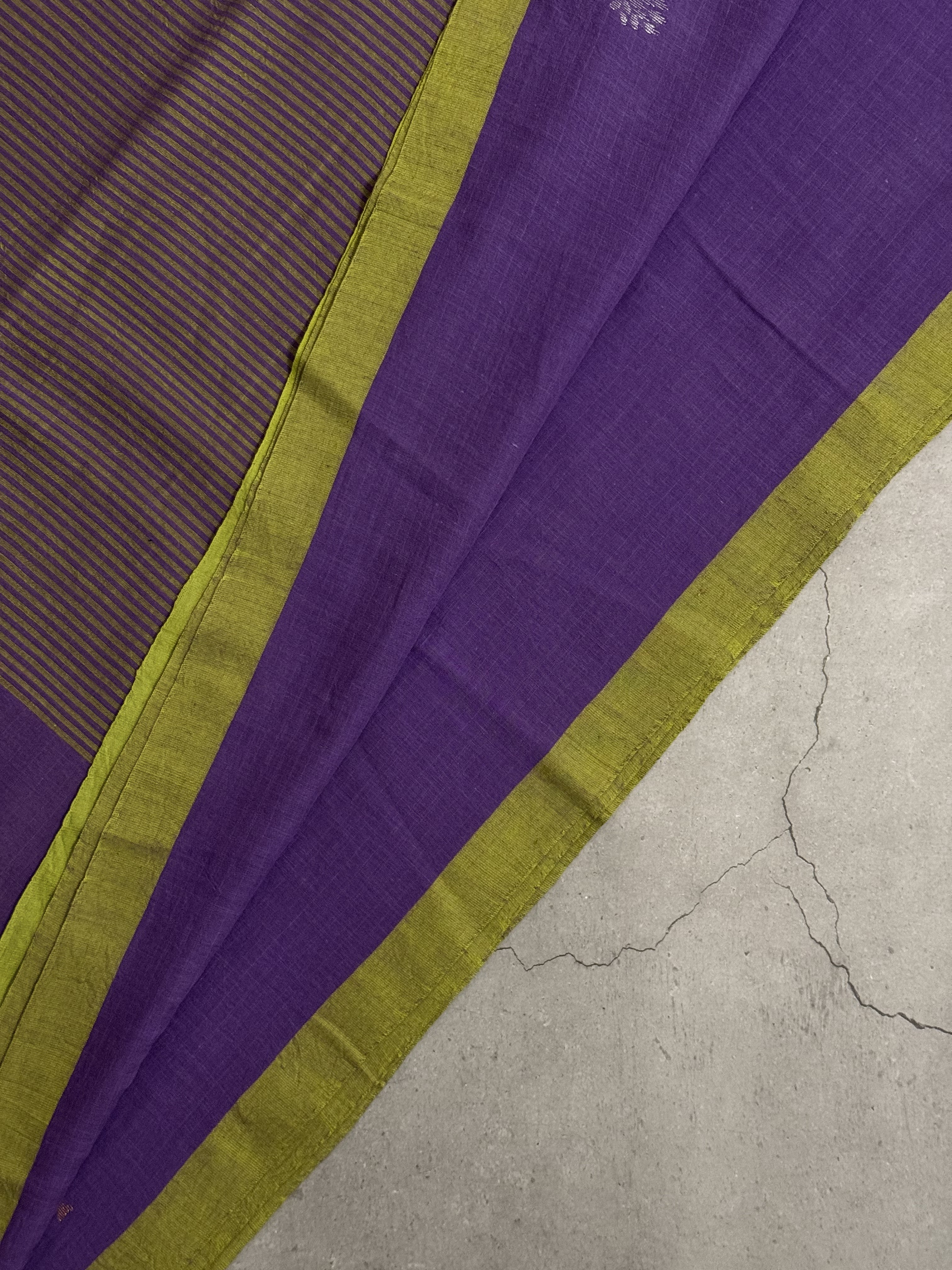 Utpala | Purple and Green Jamdani Bengal Cotton Saree